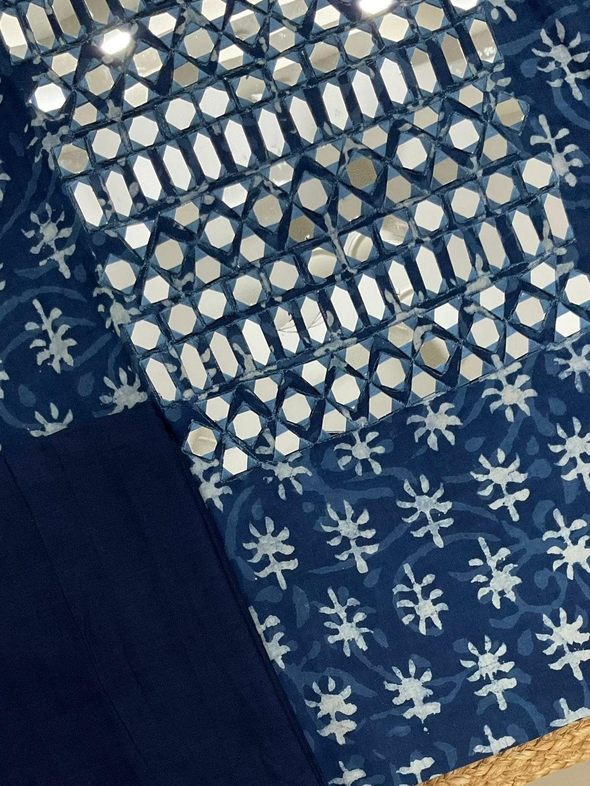 Pure Cotton Printed Embroidered Suit - Blue