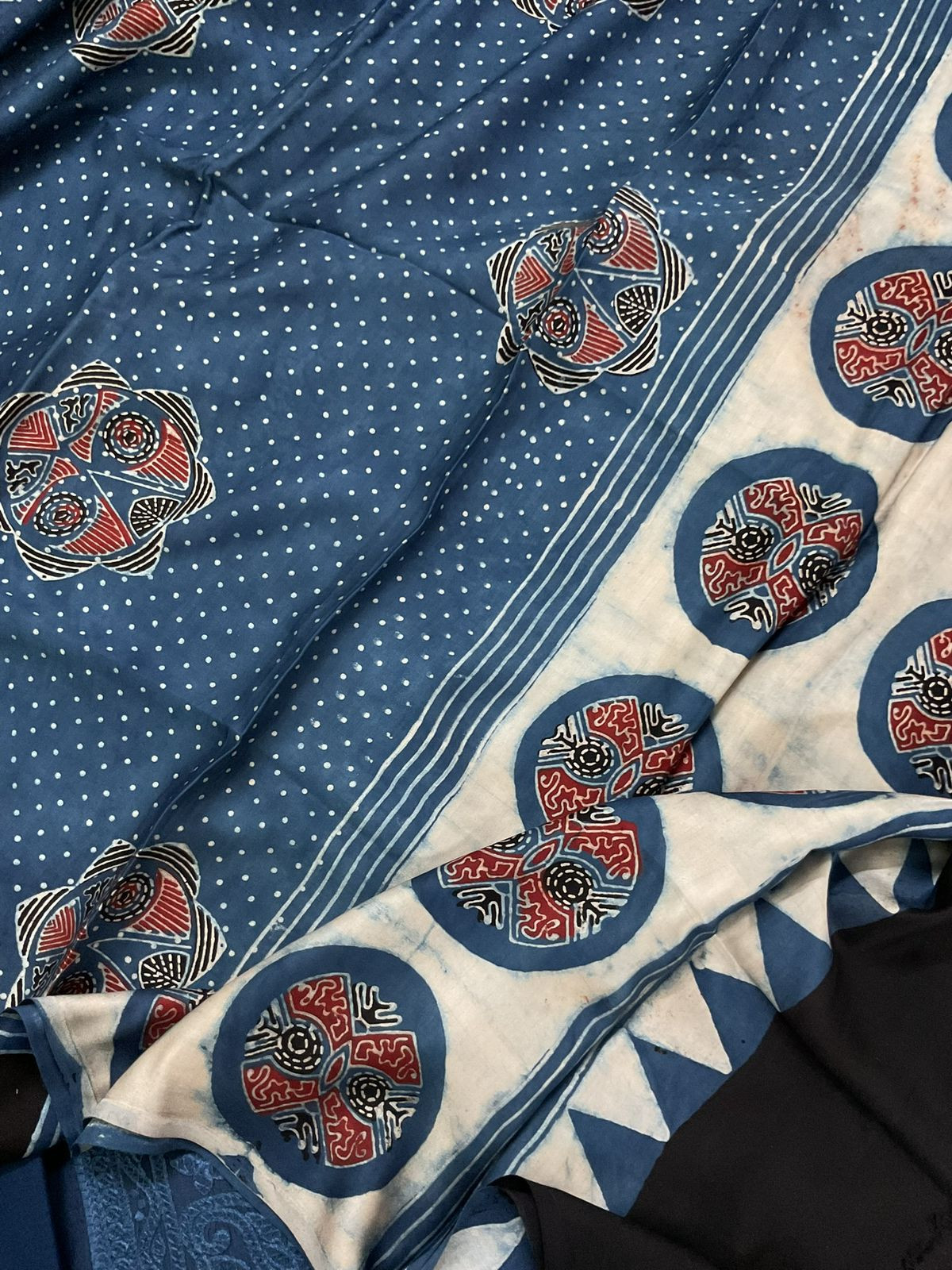 Pure Muslin Printed Embroidered Suit - Blue