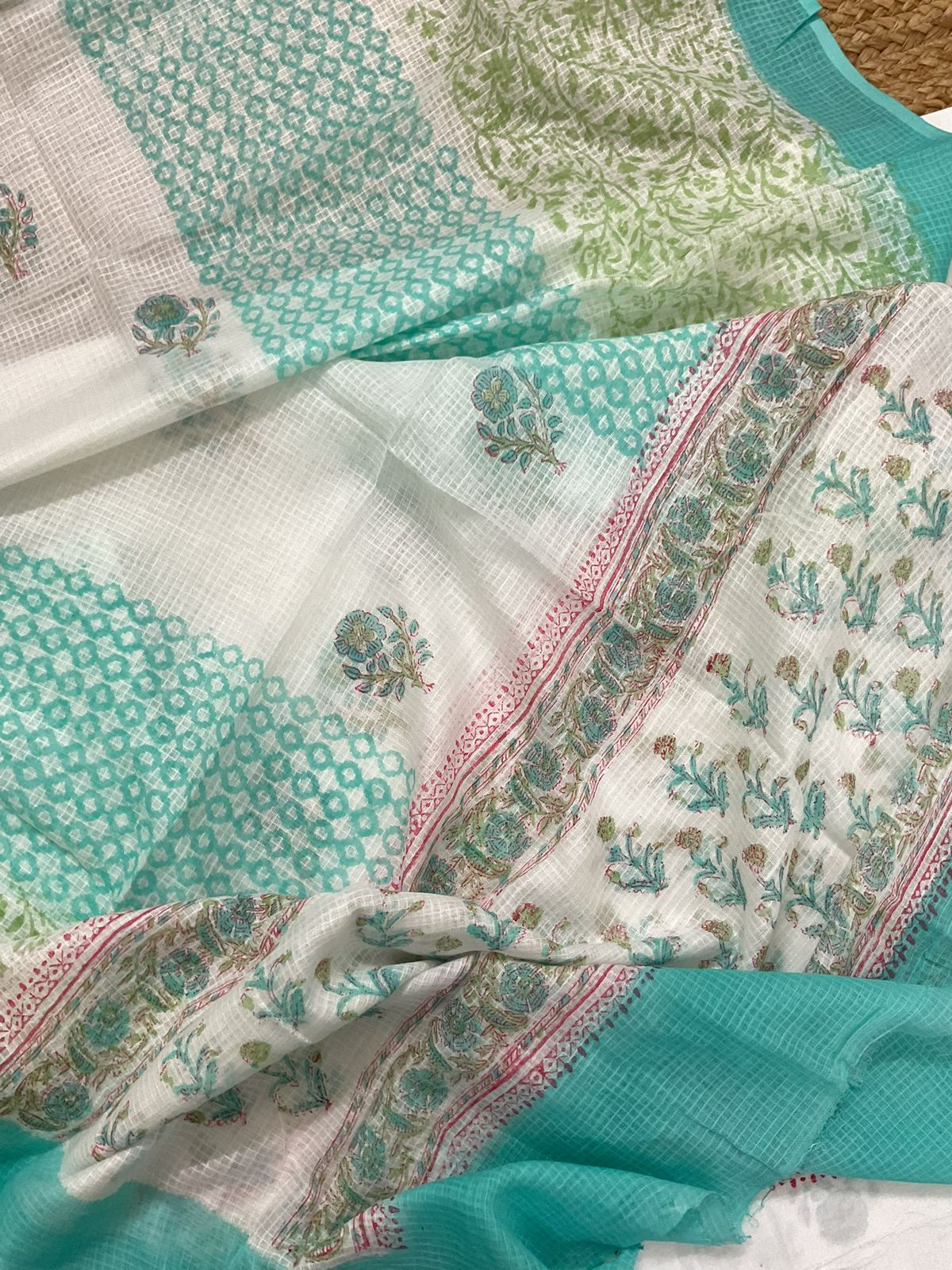 Pure Cotton Printed Embroidered Suit - White