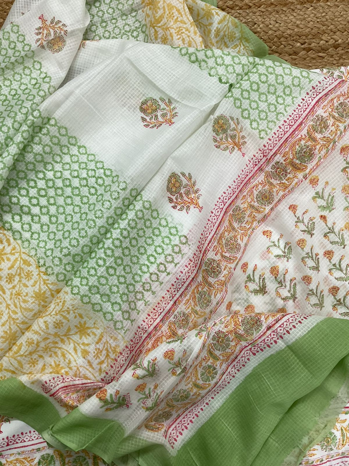 Pure Cotton Printed Embroidered Suit - White