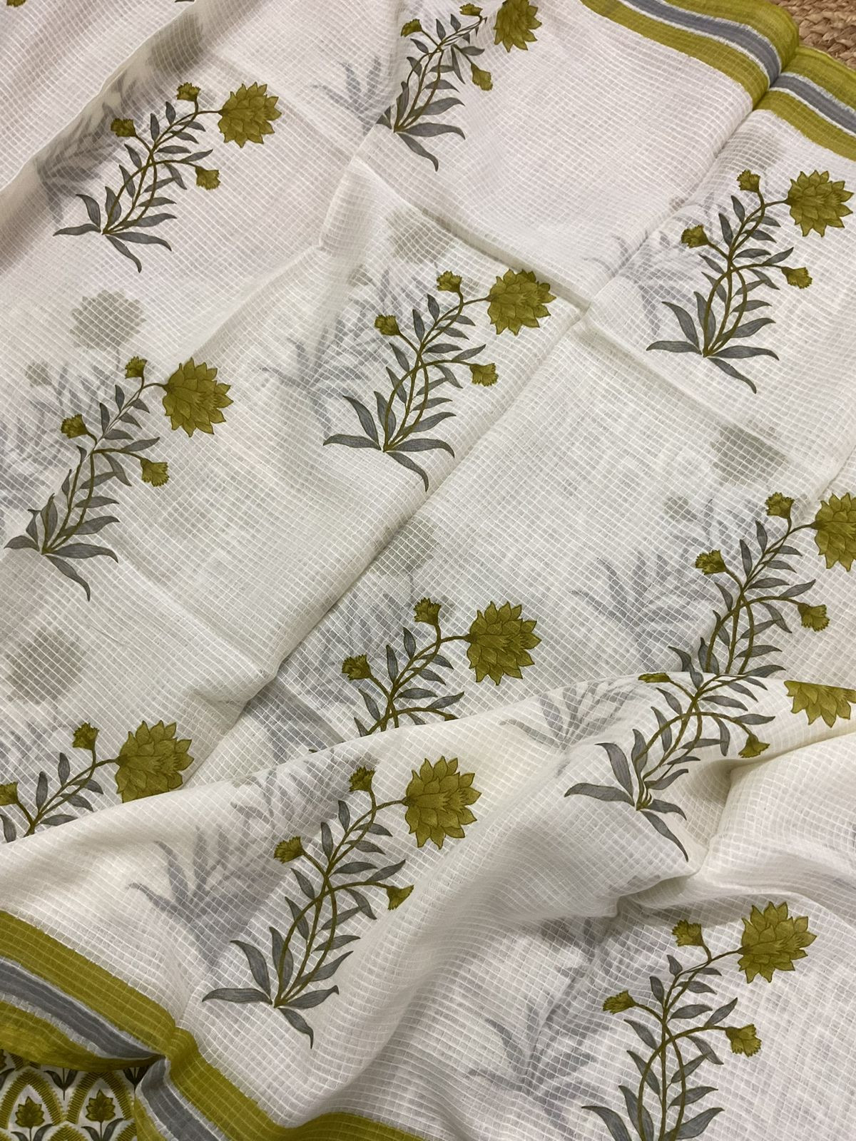 Pure Cotton Printed Embroidered Suit - Green