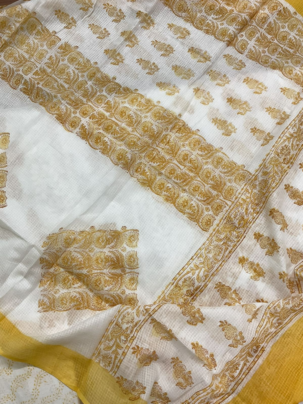 Pure Cotton Printed Embroidered Suit - White