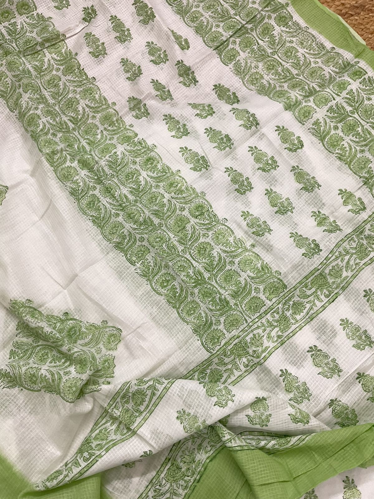 Pure Cotton Printed Embroidered Suit - White