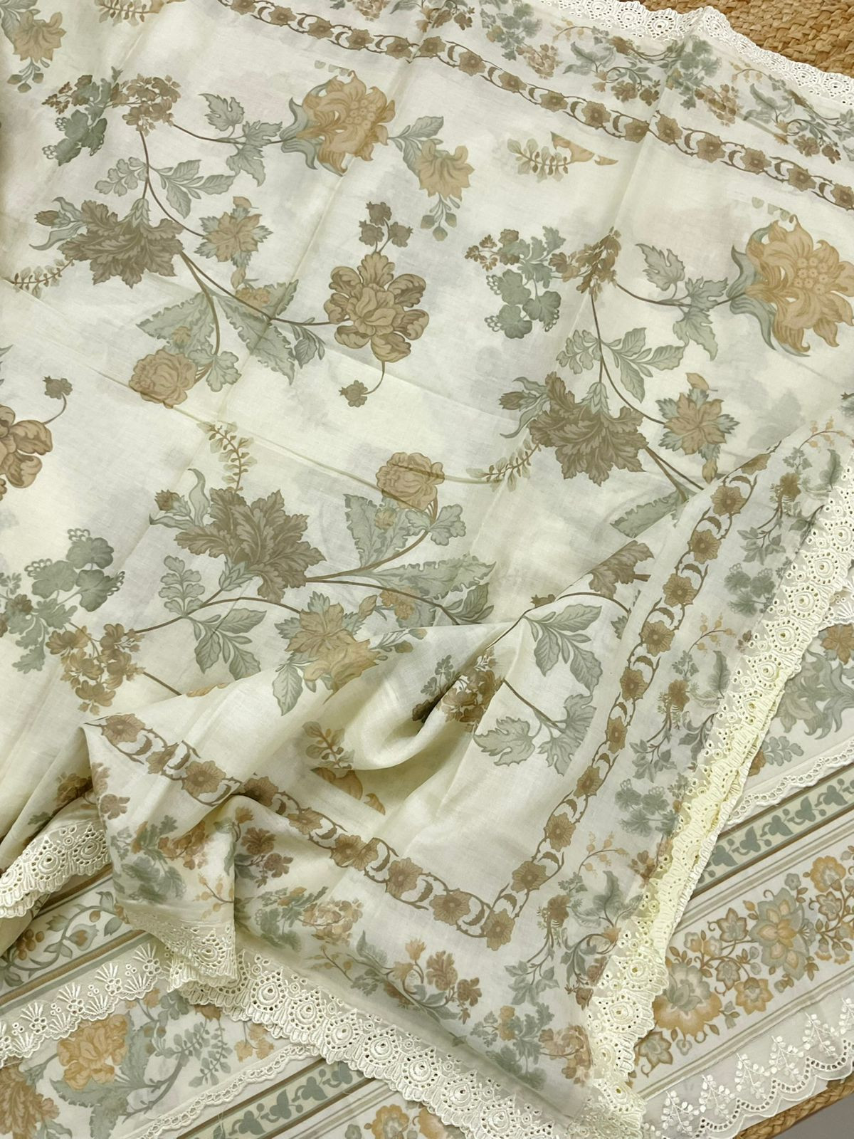 Pure Fine Lawn Cotton Printed Embroidered Suit - Light Yellow