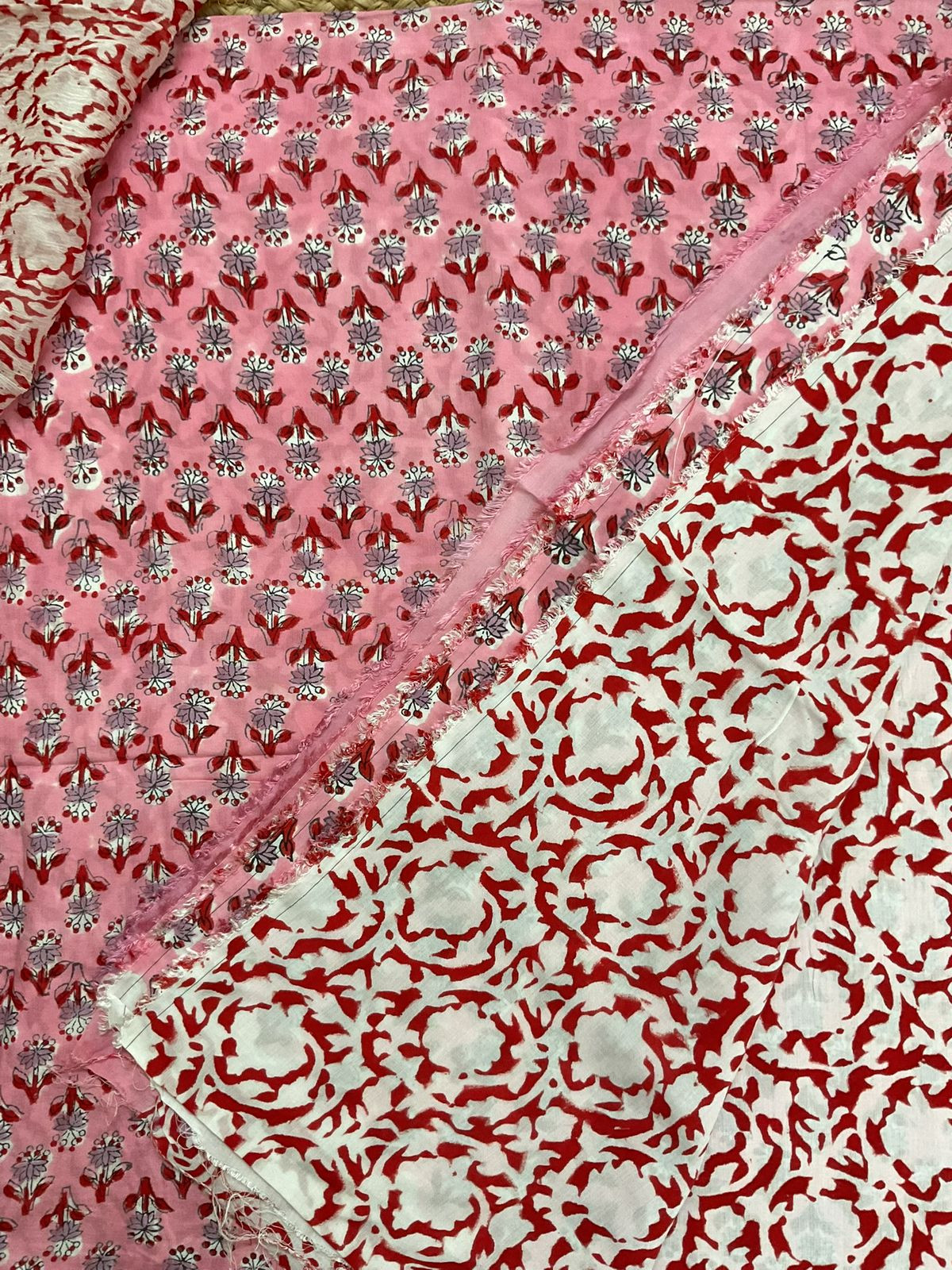 Soft Modal Silk Block Printed Suit - Pink