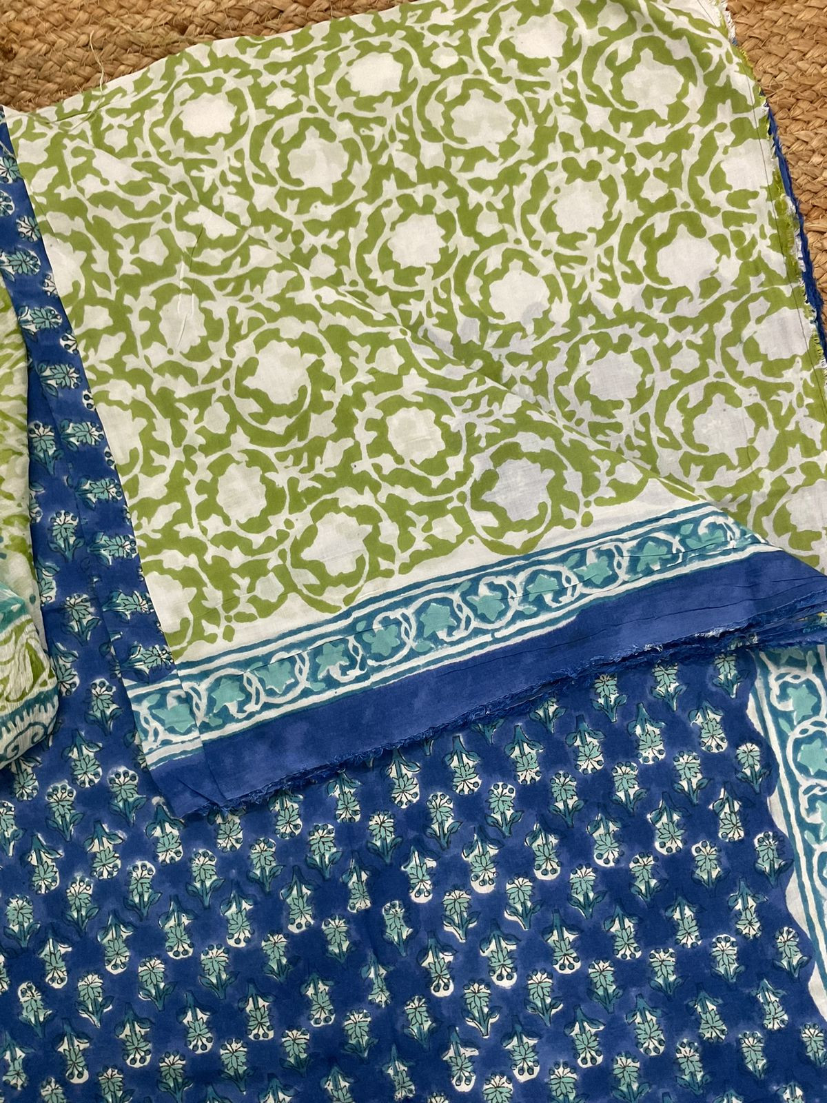 Soft Modal Silk Block Printed Suit - Blue