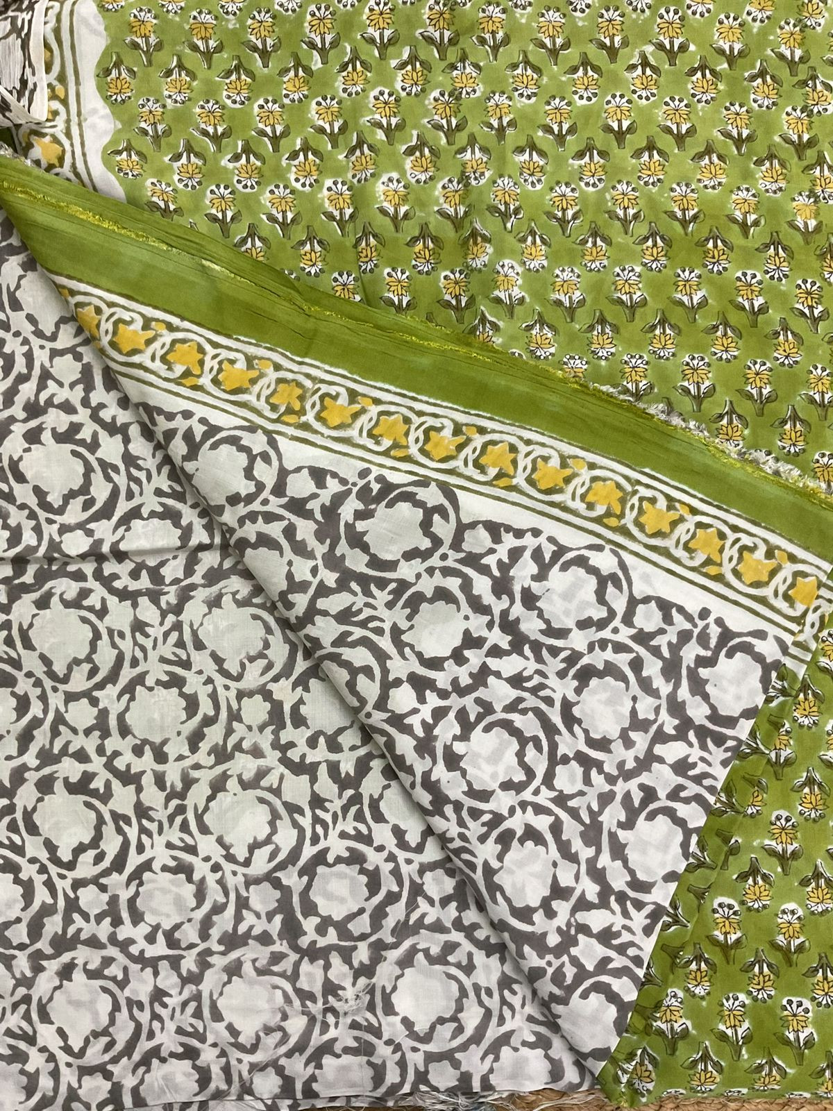 Soft Modal Silk Block Printed Suit - Green