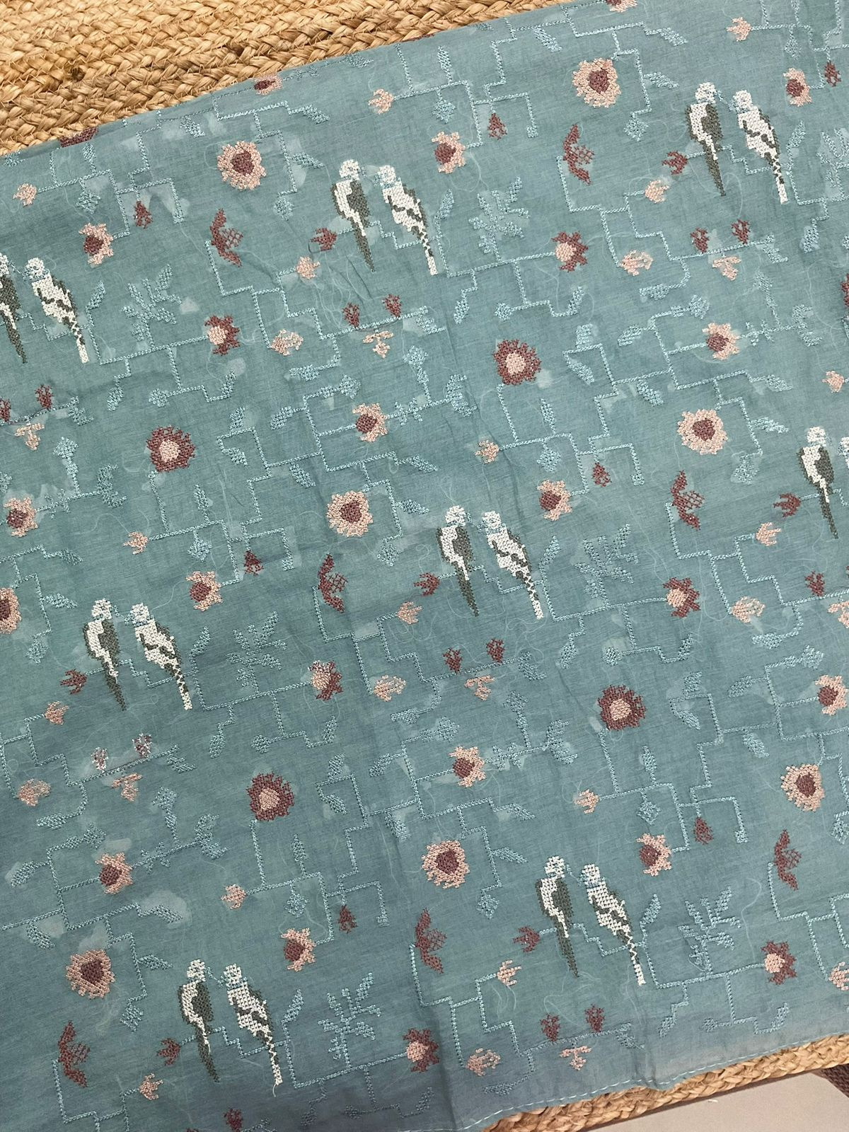 Soft Chanderi Embroidered Suit - Blue