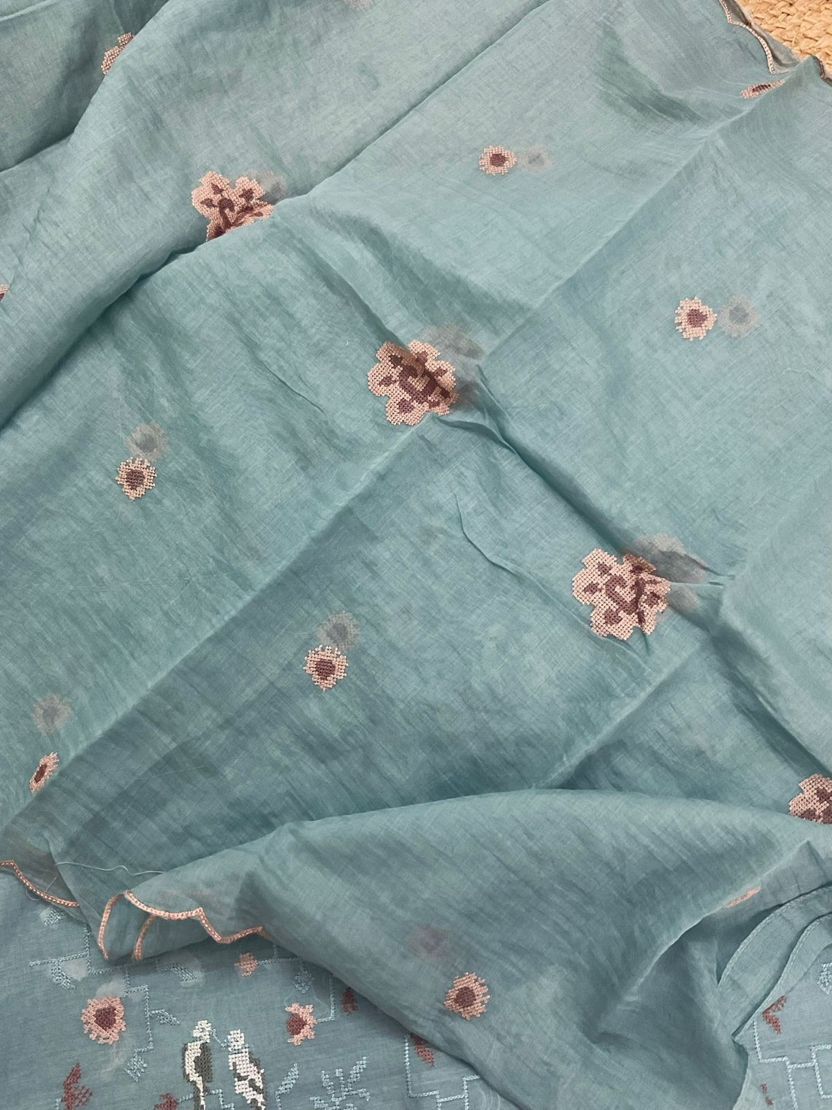 Soft Chanderi Embroidered Suit - Blue