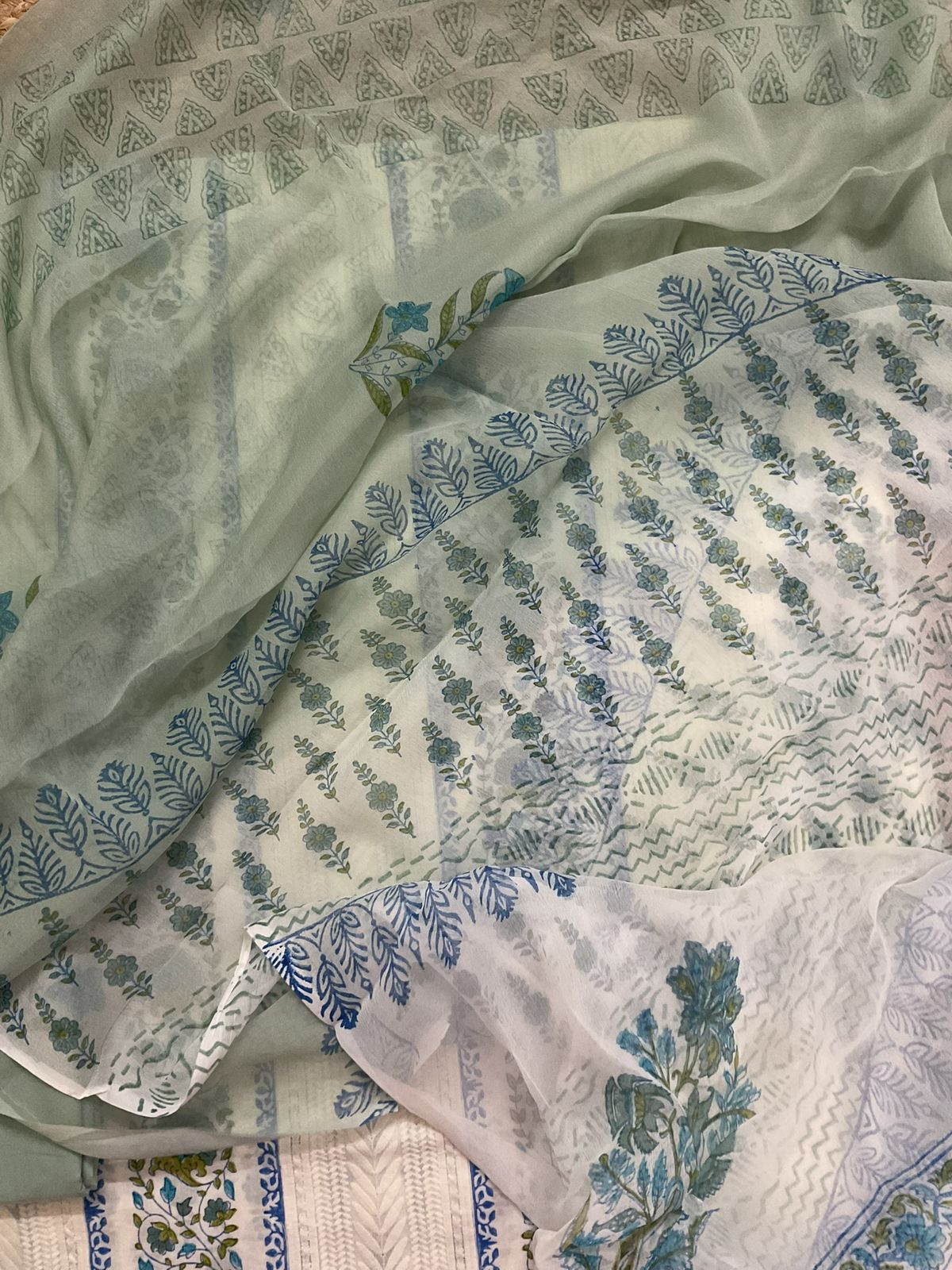 Pure Fine Cotton Printed Embroidered Suit - Off White