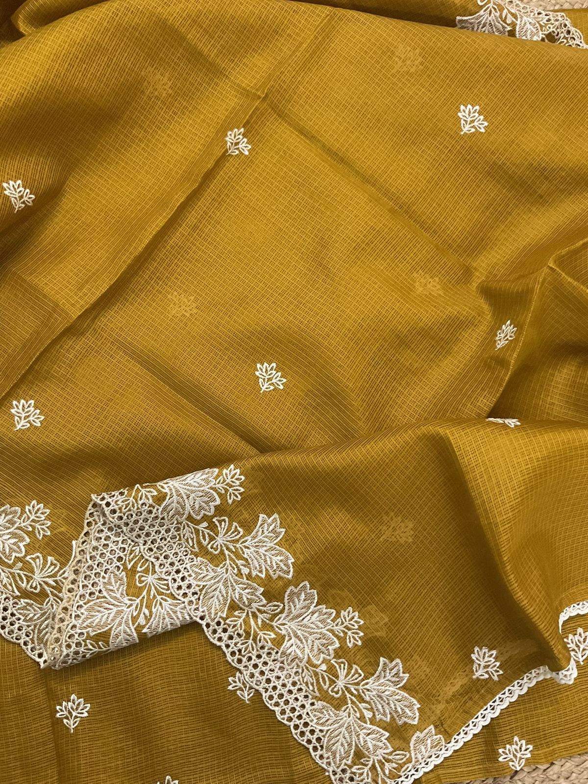 Soft Kota Silk Embroidered Suit - Yellow