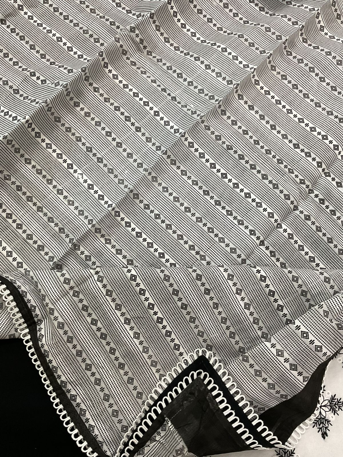 Pure Cotton Printed Embroidered Suit - White