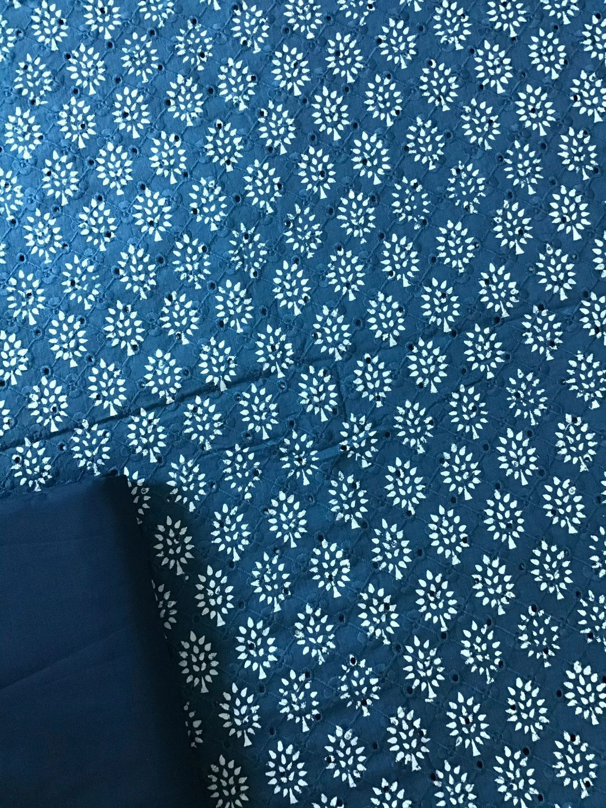 Pure Hakoba Cotton Printed Embroidered Suit - Blue