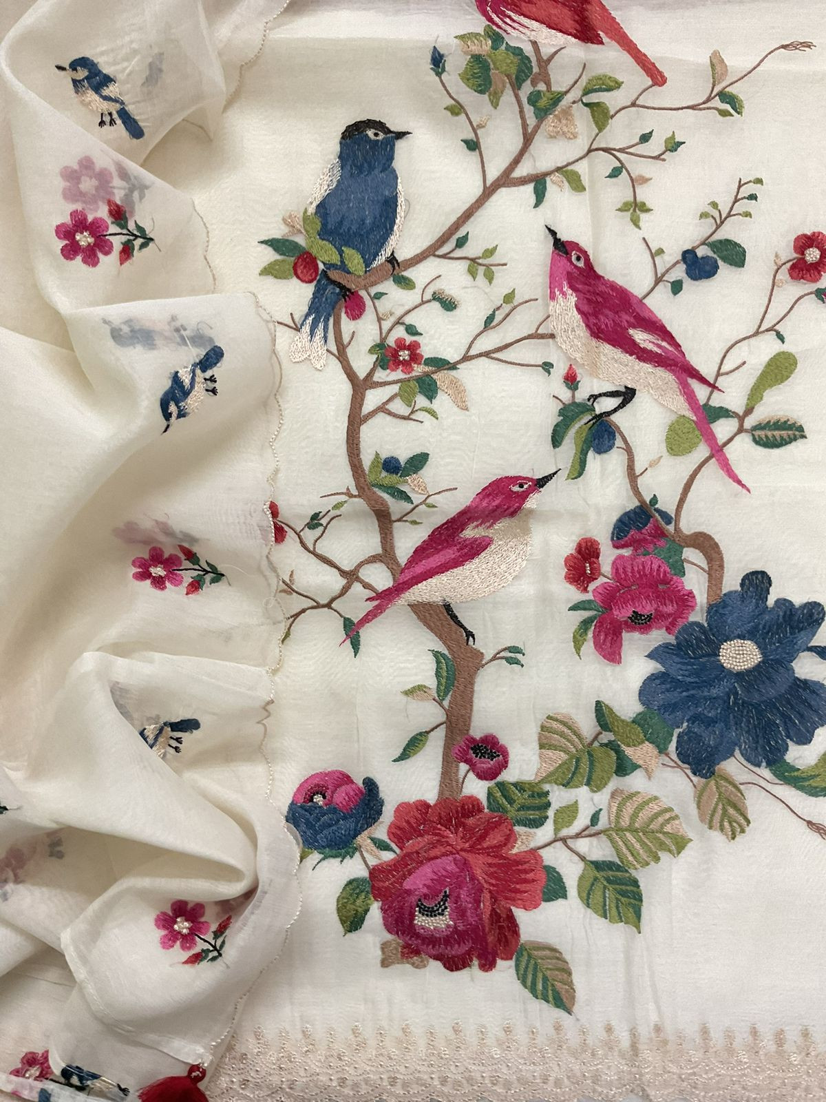 Pure Mul Chanderi Embroidered Suit - Off White
