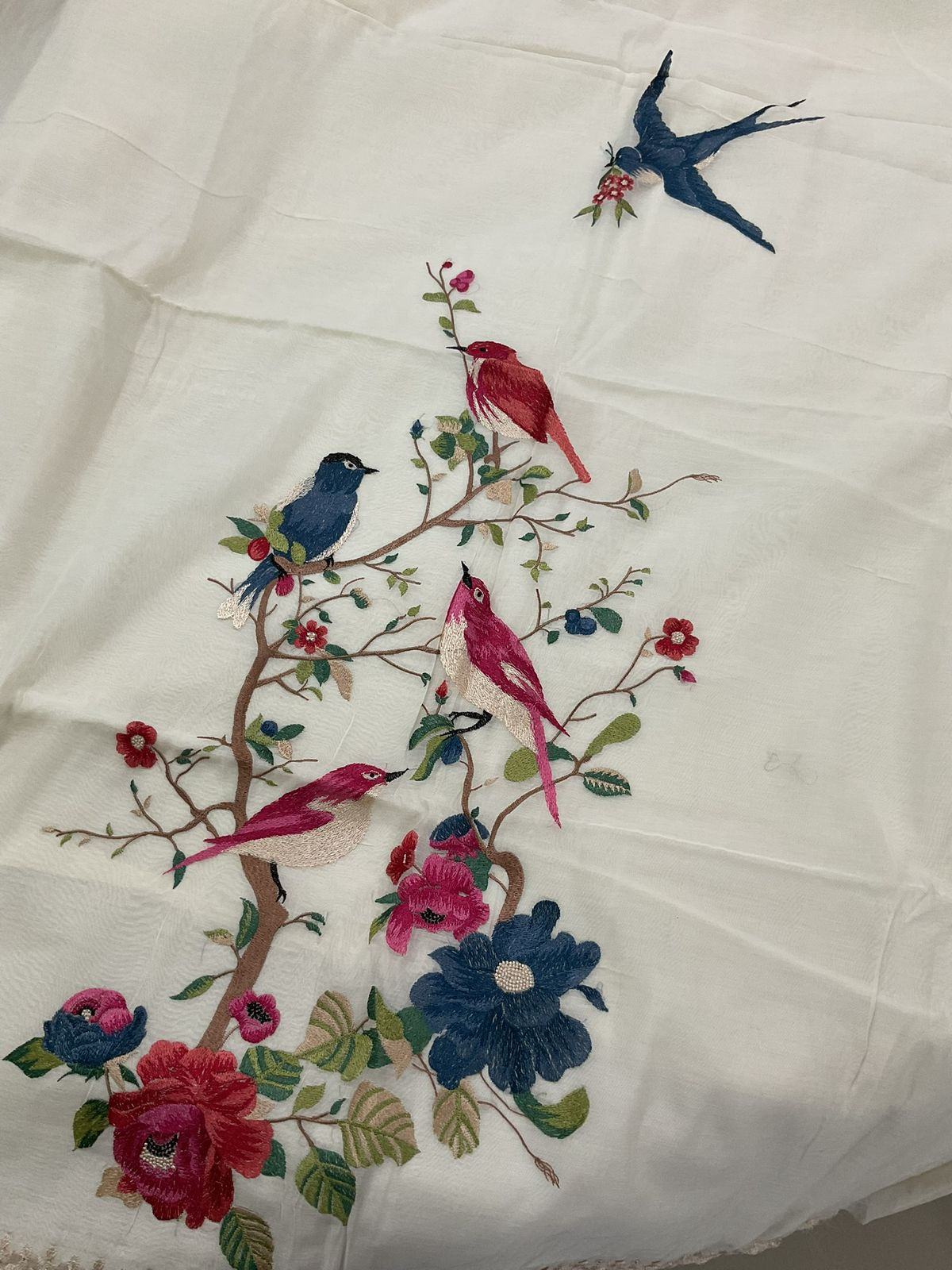 Pure Mul Chanderi Embroidered Suit - Off White