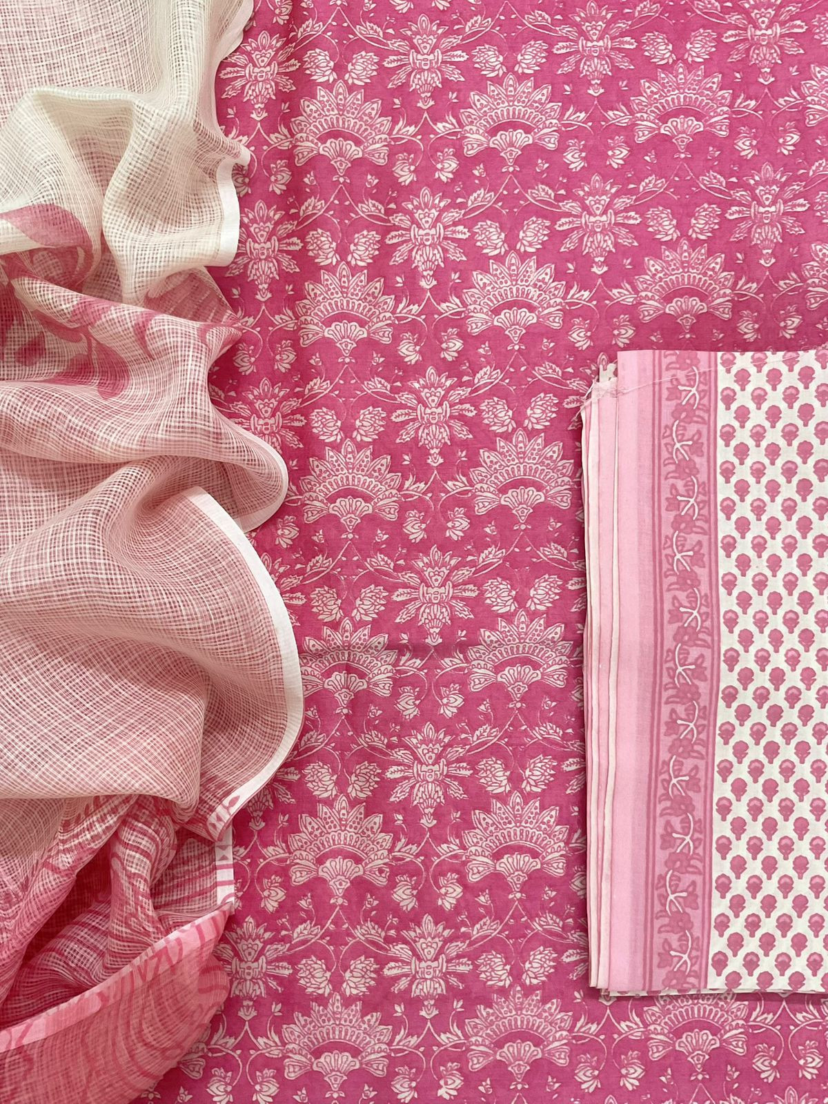 Pure Chanderi Printed Suit - Pink