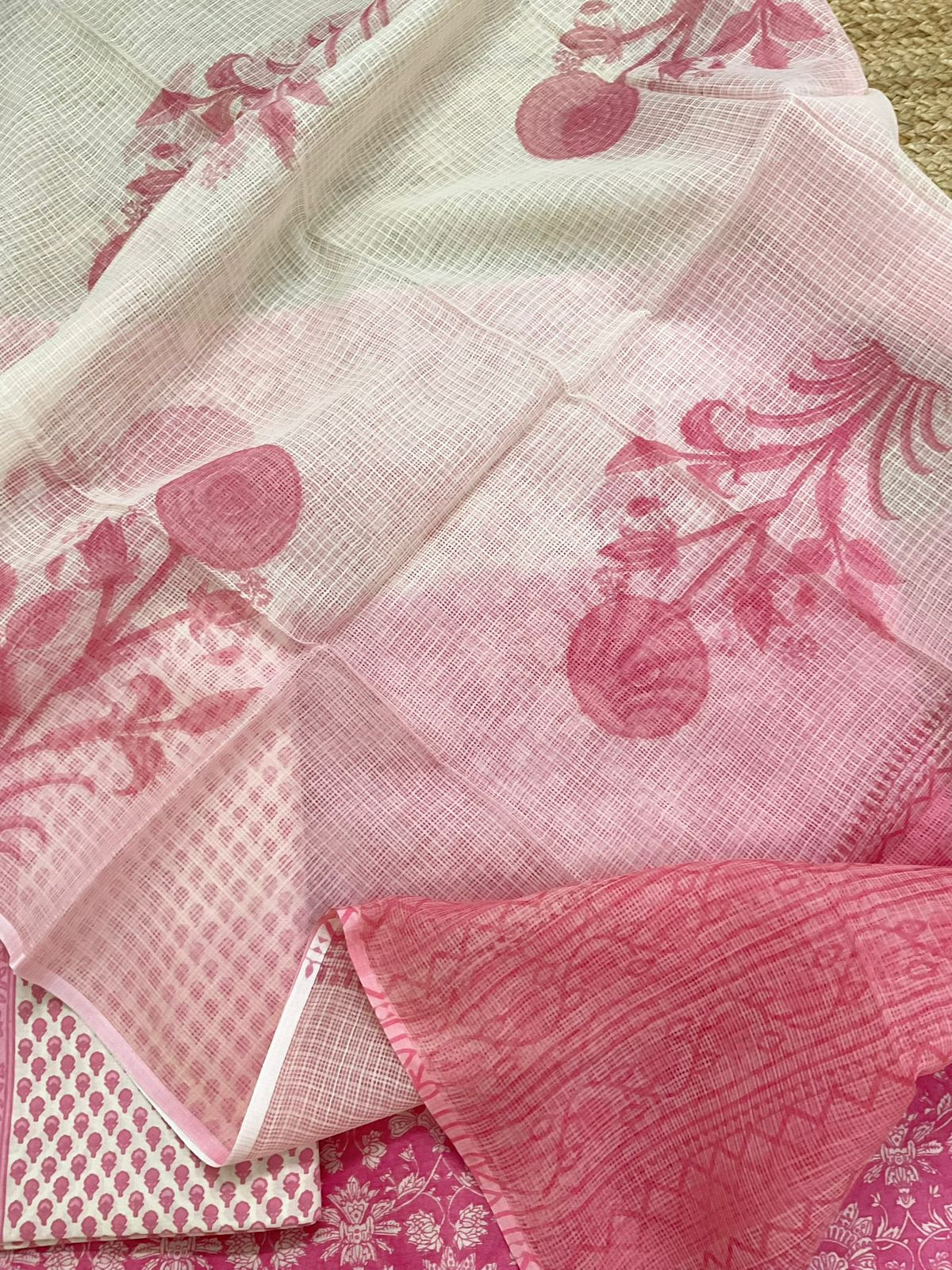 Pure Chanderi Printed Suit - Pink