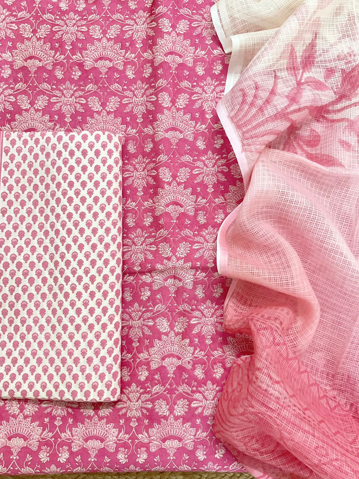 Pure Chanderi Printed Suit - Pink