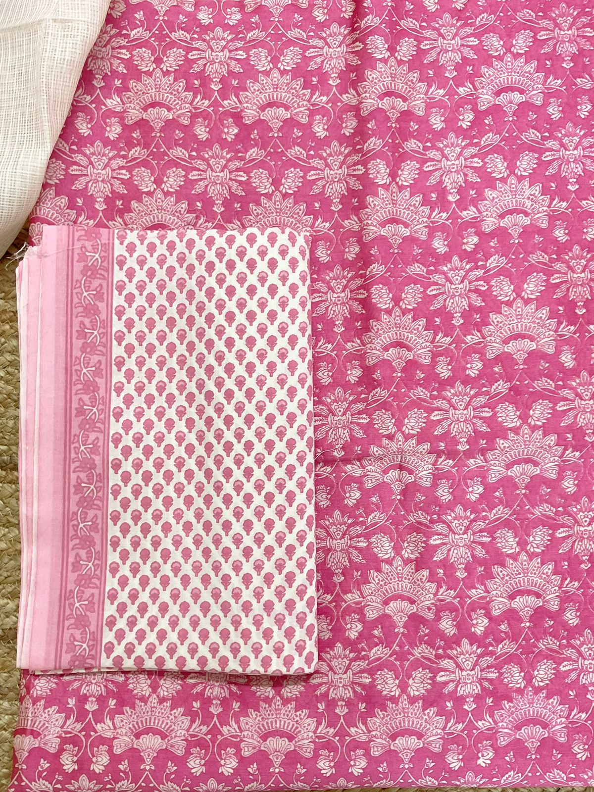 Pure Chanderi Printed Suit - Pink