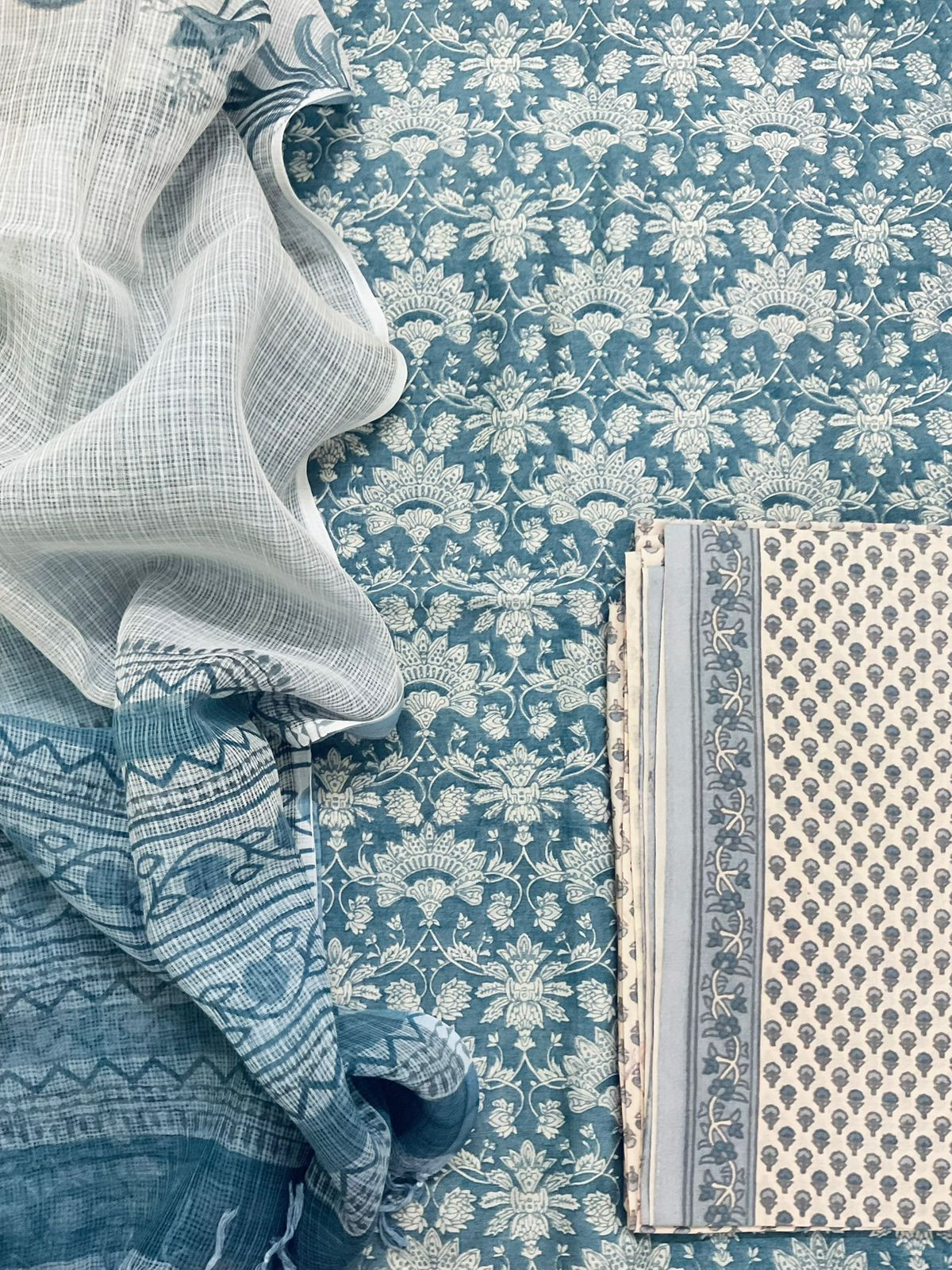 Pure Chanderi Printed Suit - Blue