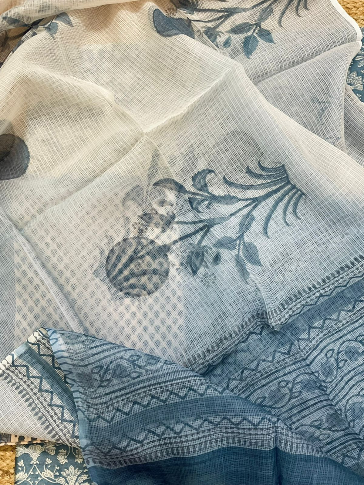 Pure Chanderi Printed Suit - Blue