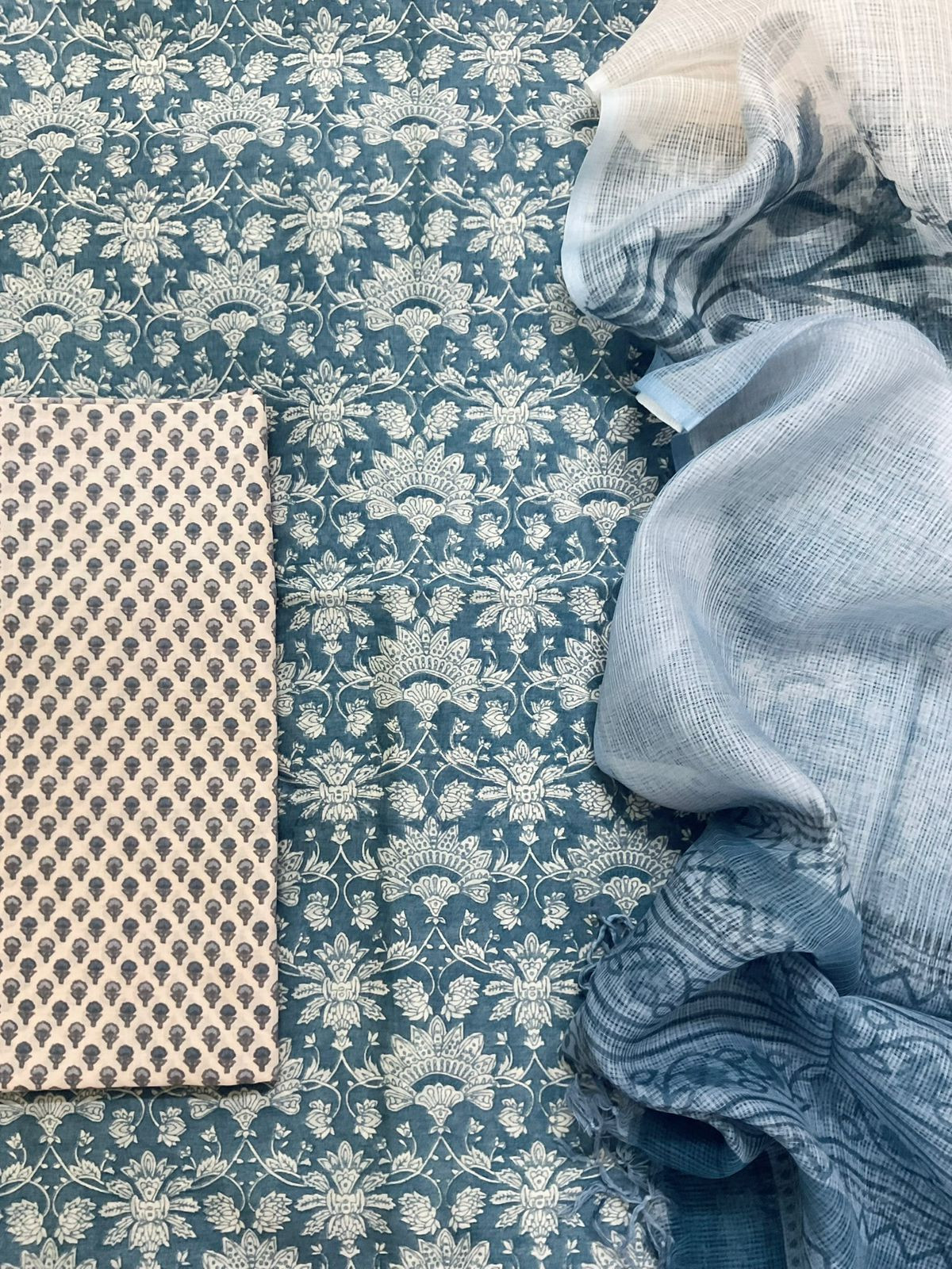 Pure Chanderi Printed Suit - Blue