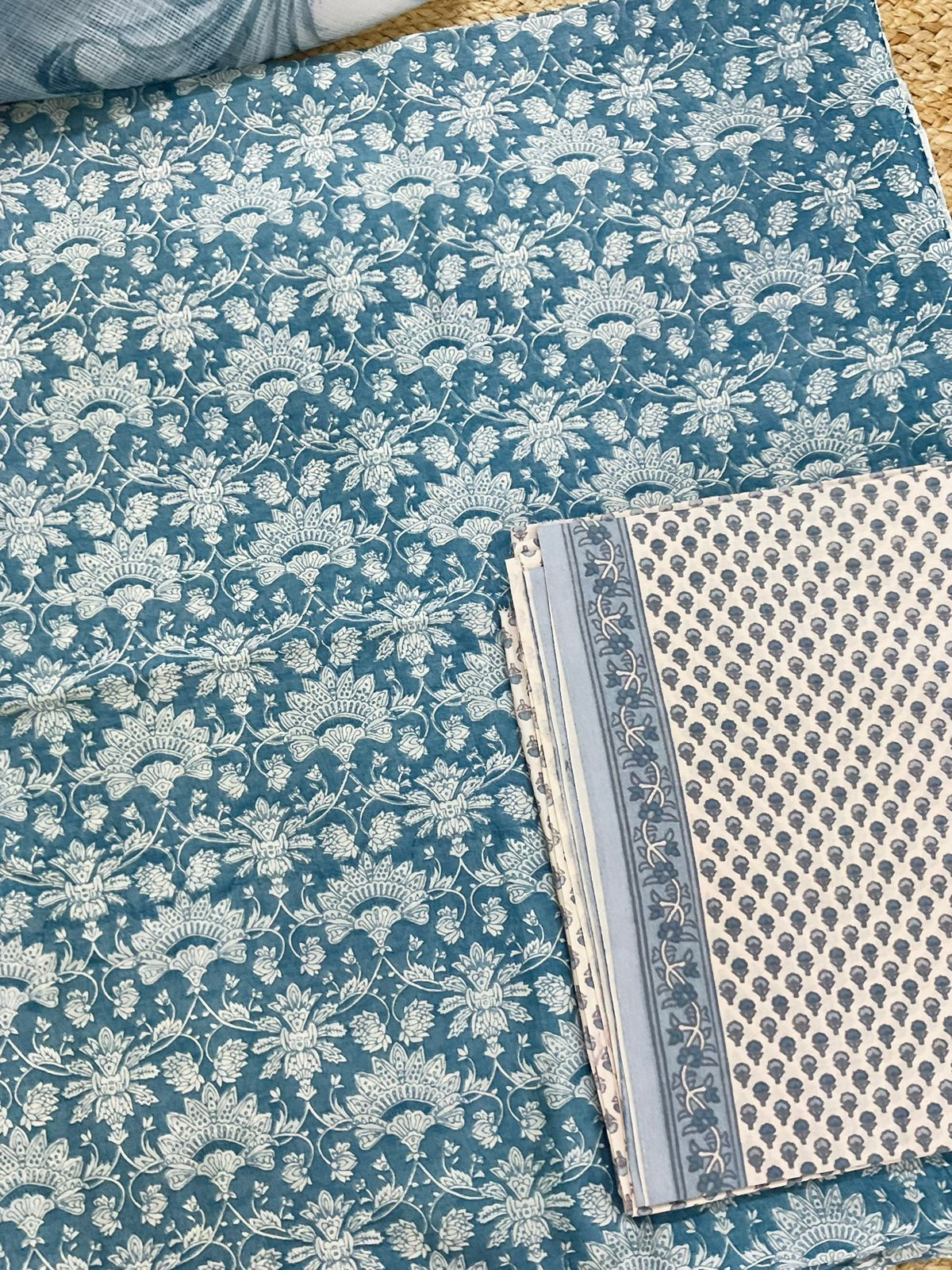 Pure Chanderi Printed Suit - Blue