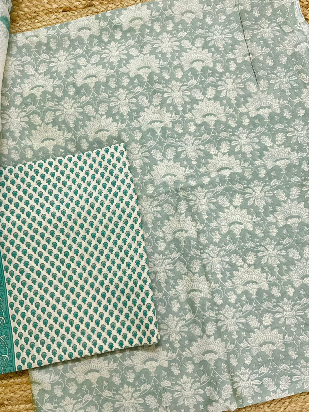 Pure Chanderi Printed Suit - Green
