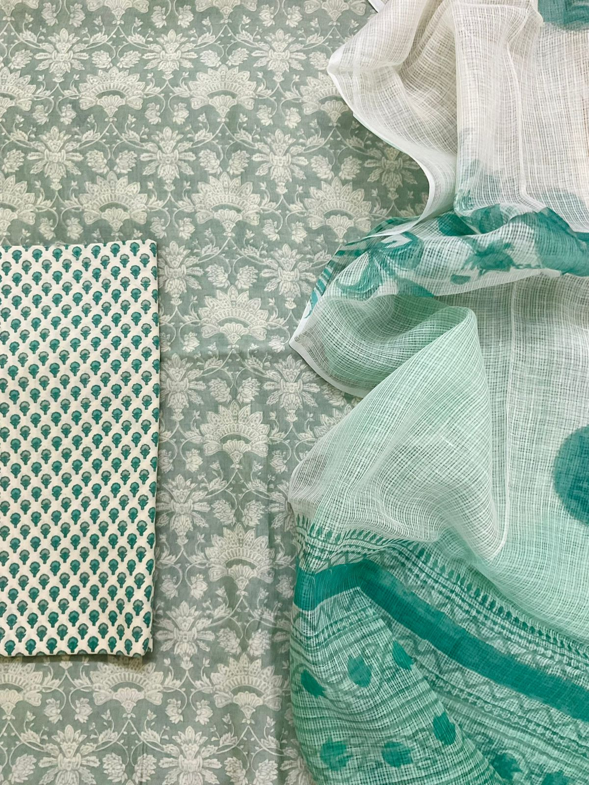 Pure Chanderi Printed Suit - Green