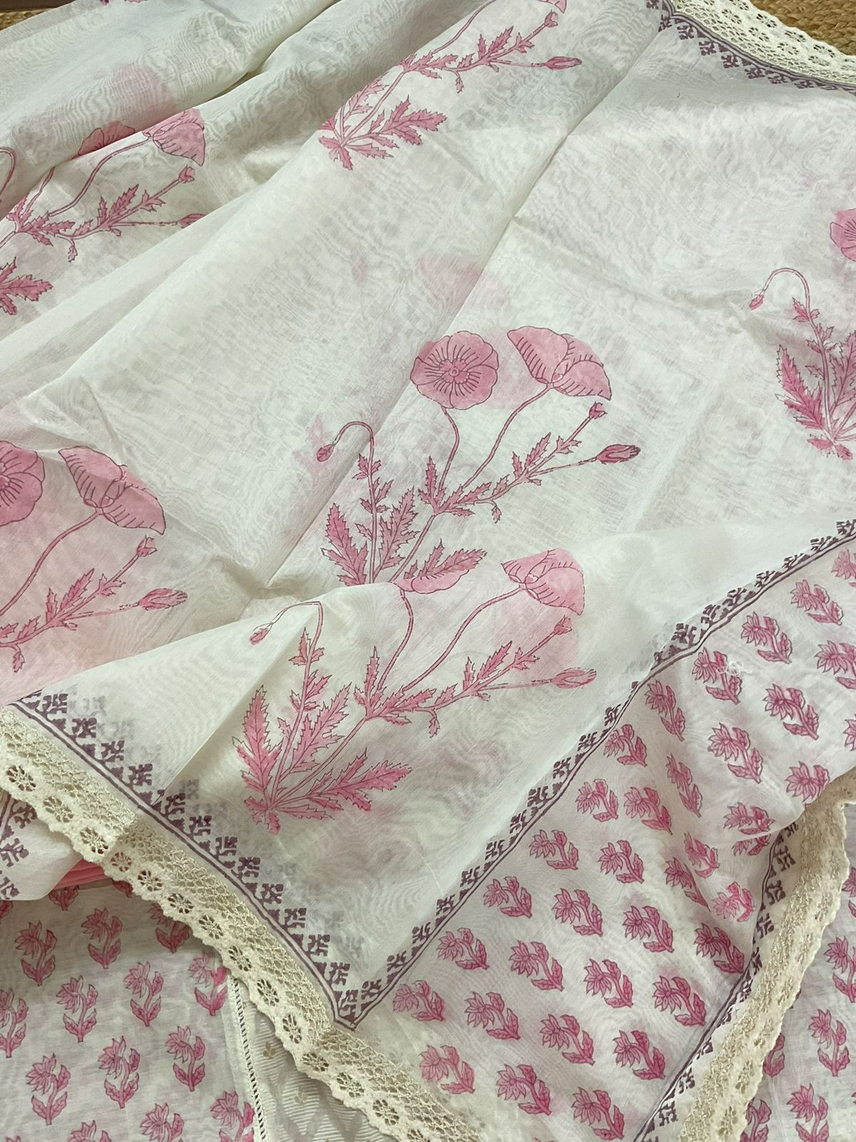 Pure Chanderi Printed Banarasi Weaved Embroidered Suit - Off White