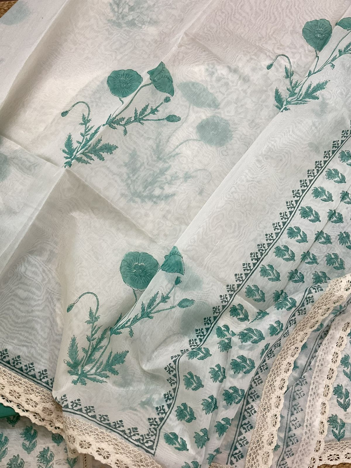 Pure Chanderi Printed Banarasi Weaved Embroidered Suit - Off White