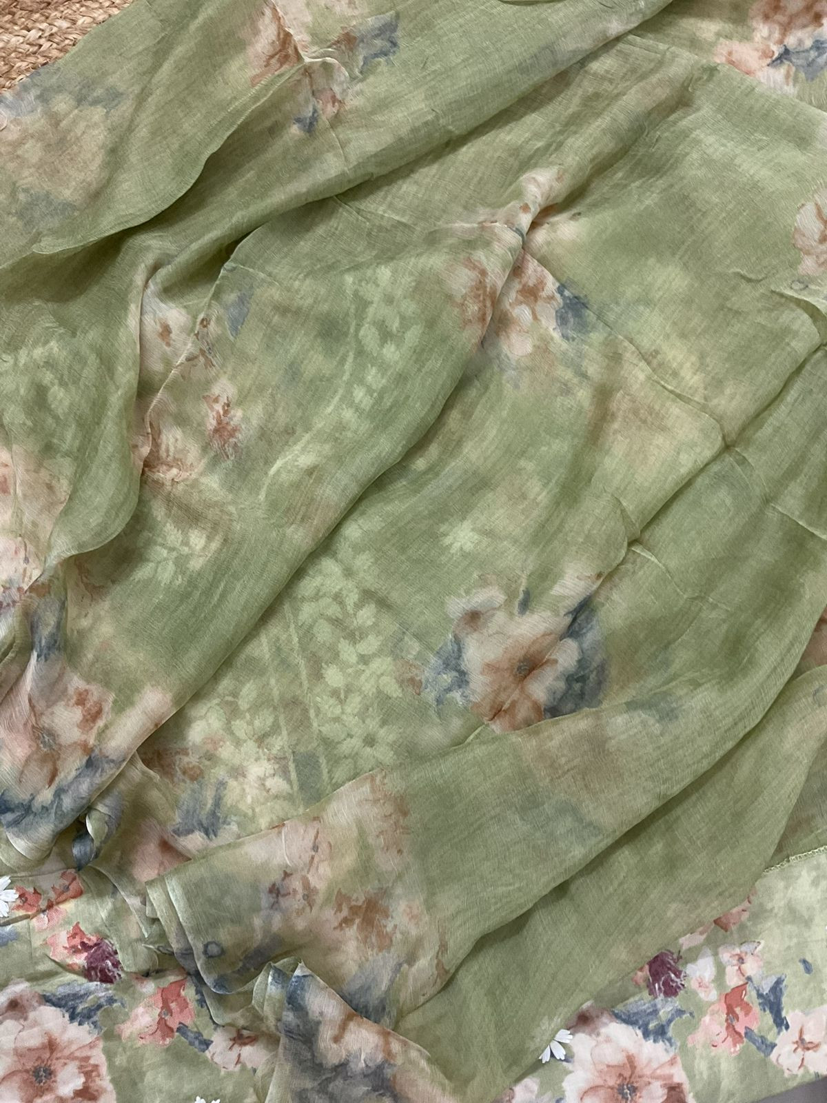 Pure Jaam Cotton Printed Embroidered Suit - Green