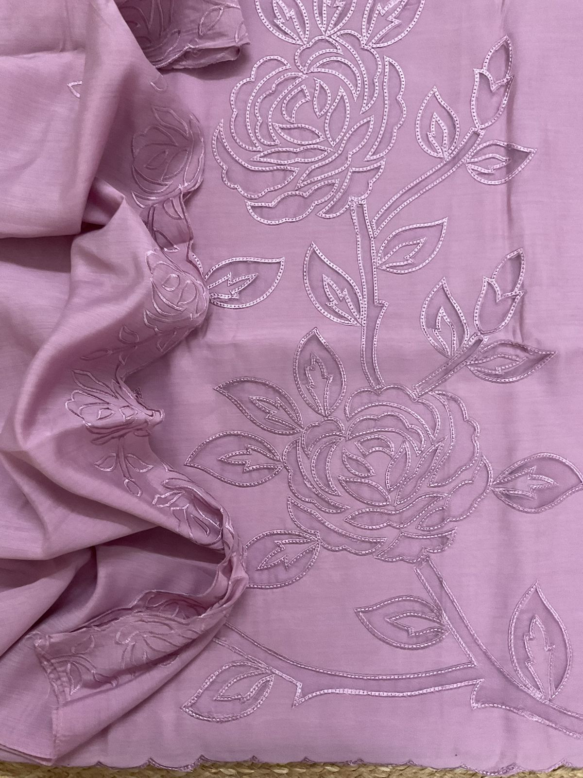 Soft Muslin Embroidered Suit - Lavender