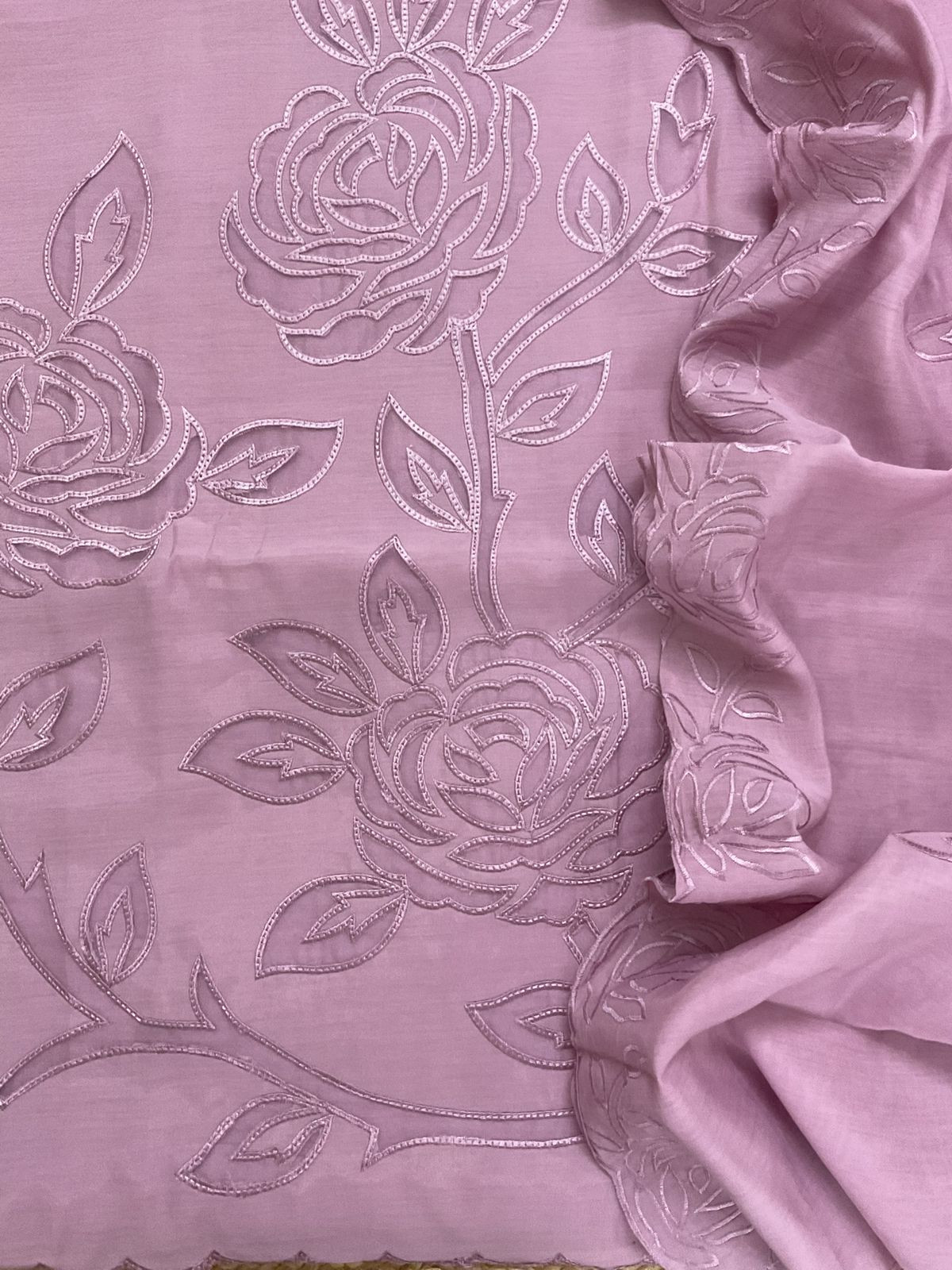 Soft Muslin Embroidered Suit - Lavender