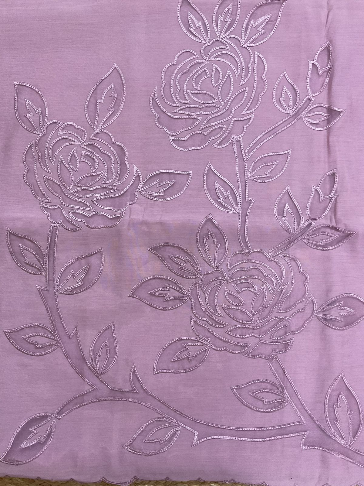 Soft Muslin Embroidered Suit - Lavender