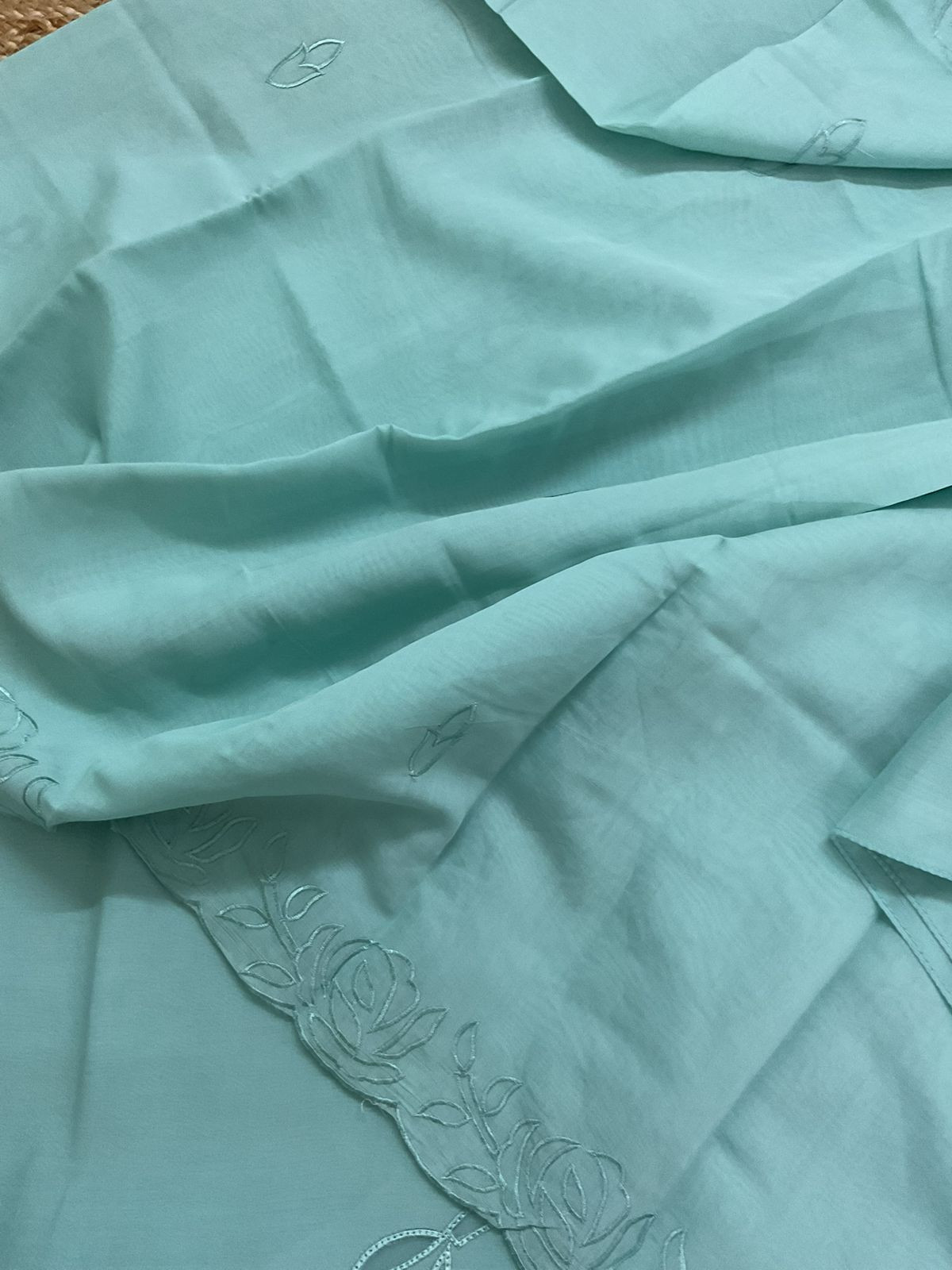 Soft Muslin Embroidered Suit - Blue
