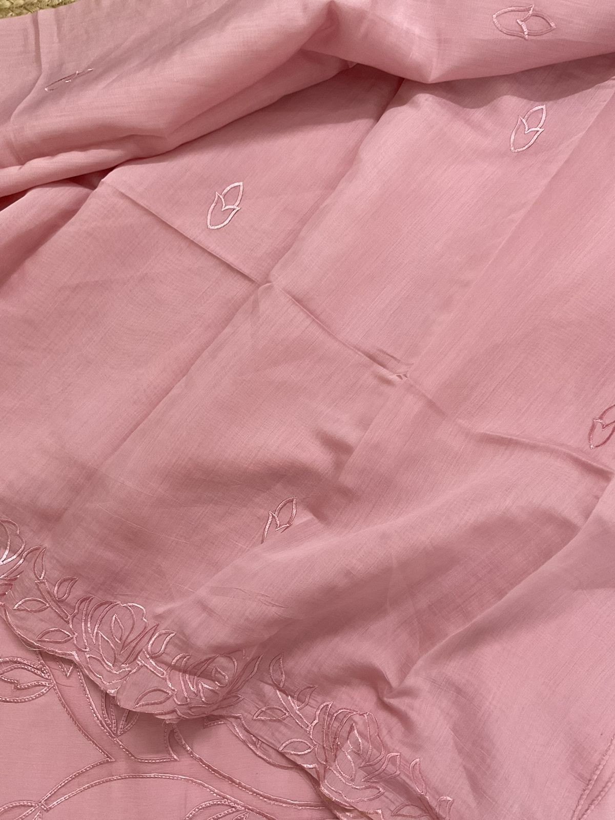 Soft Muslin Embroidered Suit - Peach