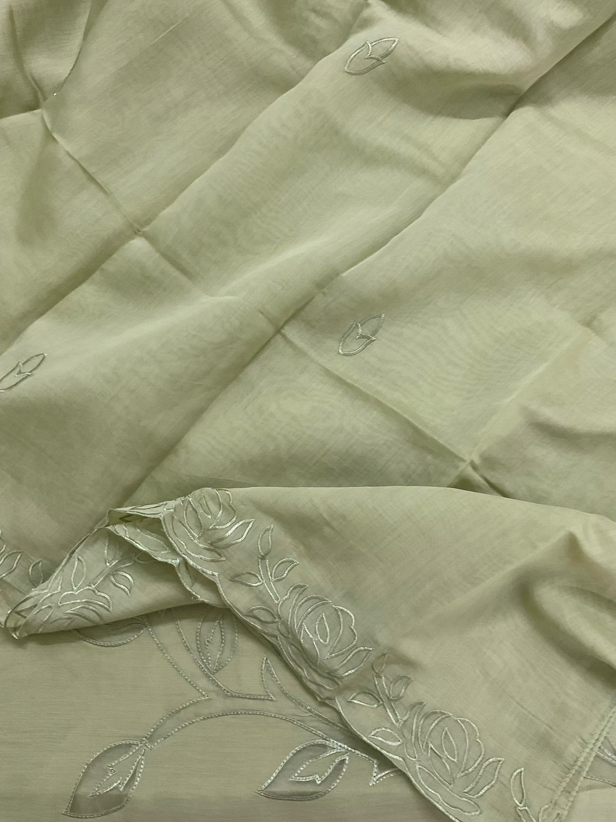 Soft Muslin Embroidered Suit - Green