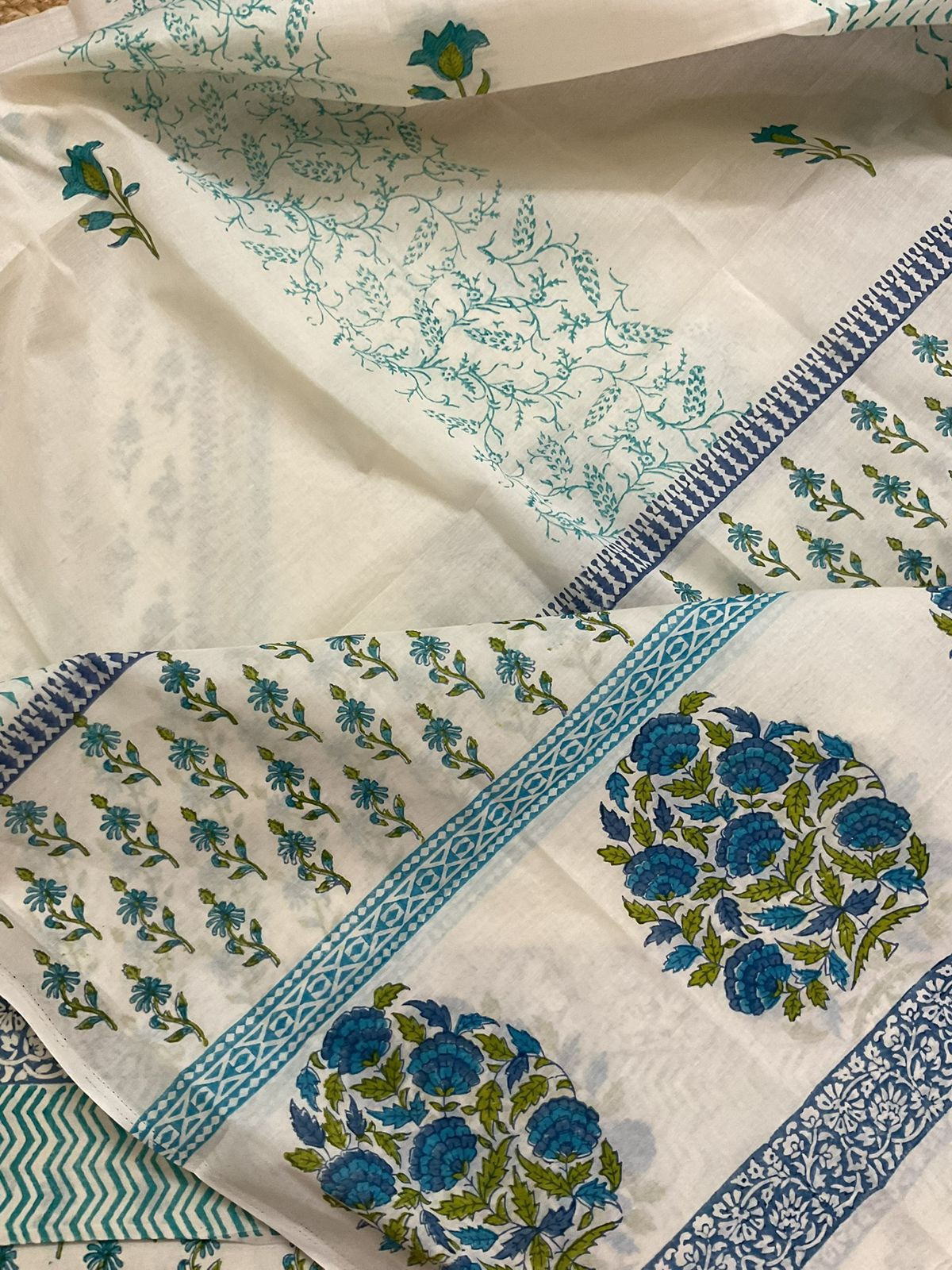 Pure Cotton Printed Suit - Cream
