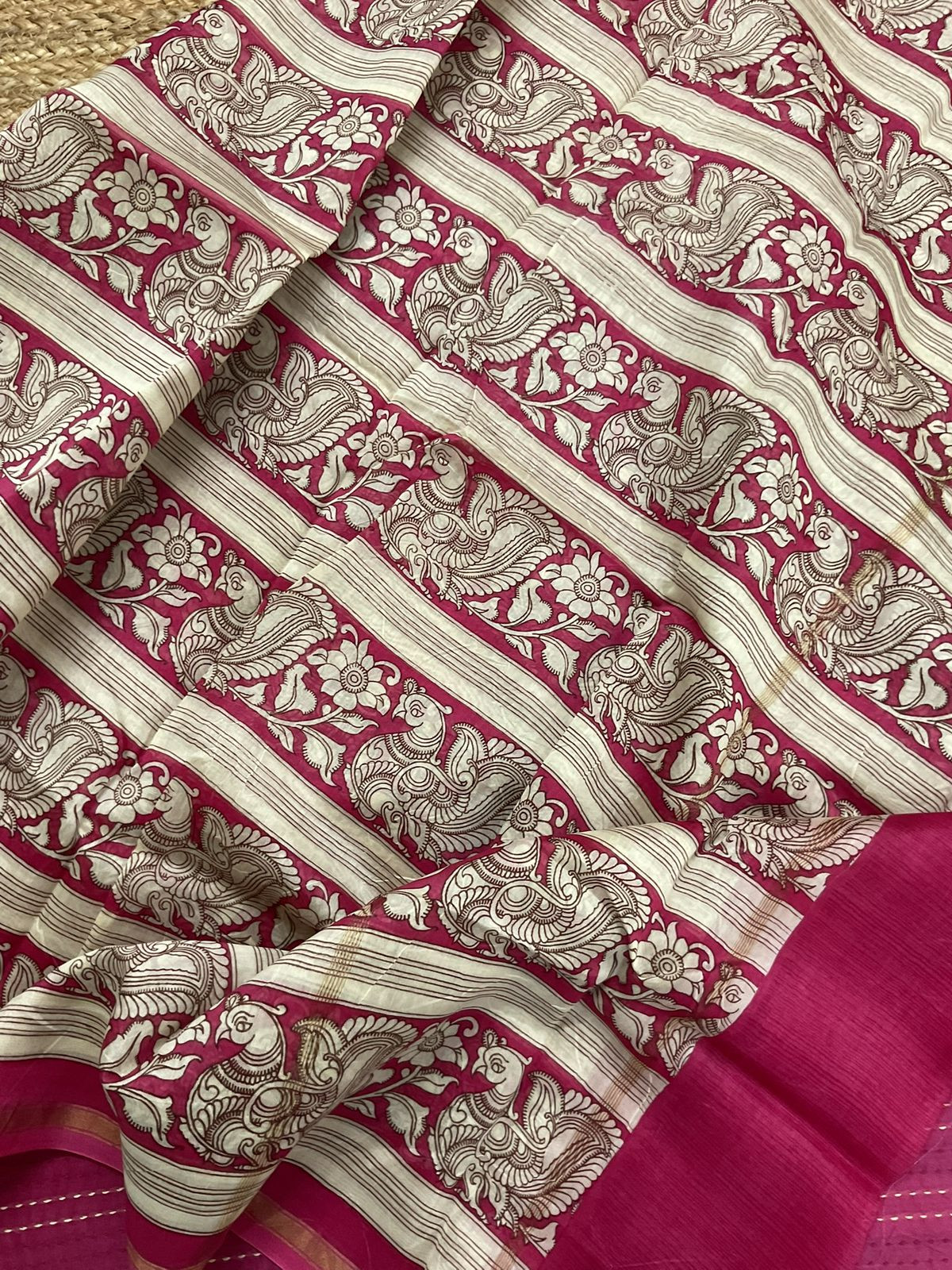Pure Mul Chanderi Printed Embroidered Suit - Pink