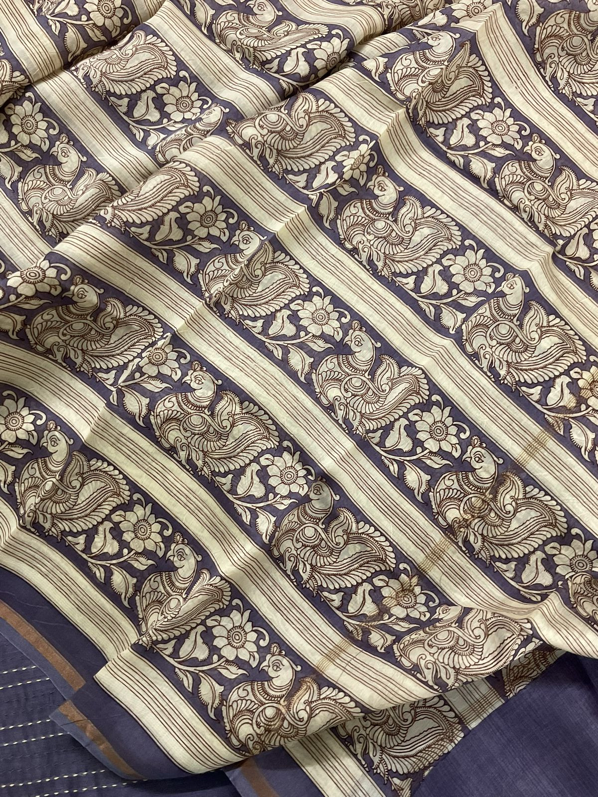 Pure Mul Chanderi Printed Embroidered Suit - Purple