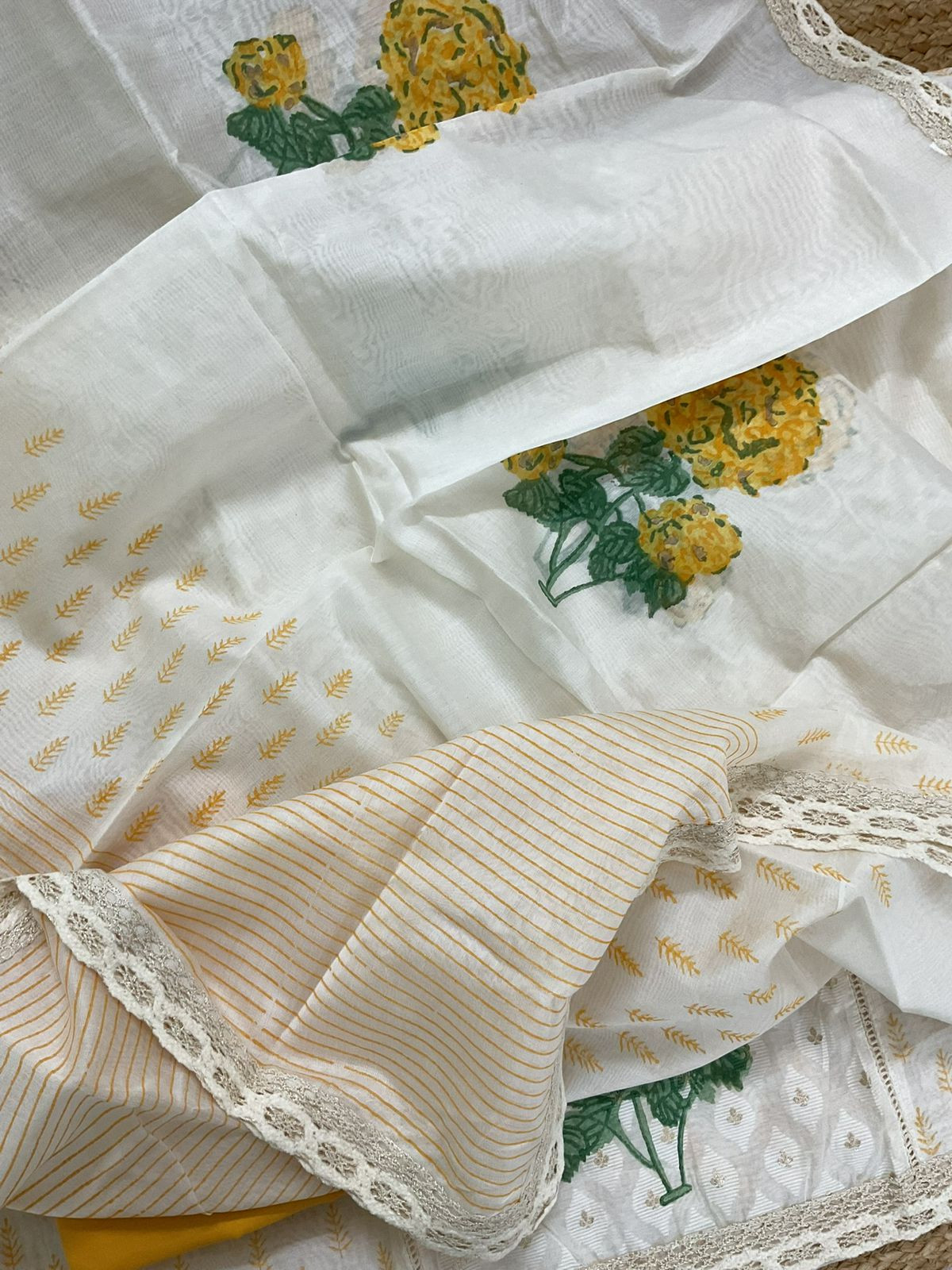 Pure Chanderi Printed Banarasi Weaved Embroidered Suit - Off White