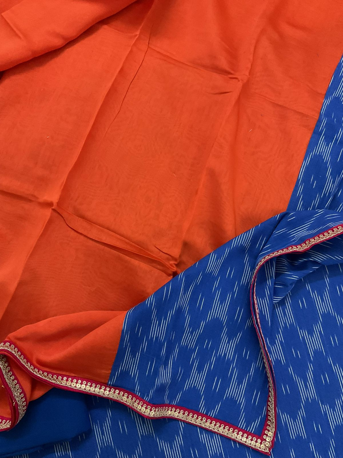 Pure Ikkat Cotton Embroidered Suit - Blue