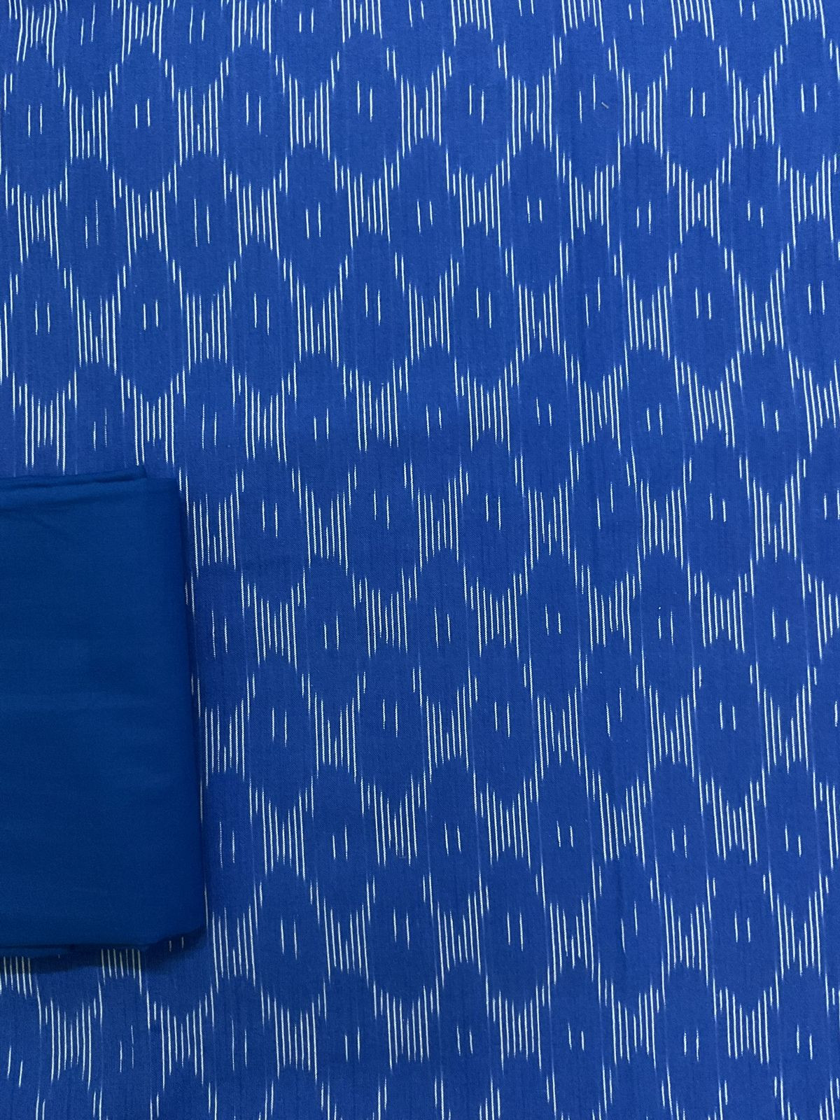 Pure Ikkat Cotton Embroidered Suit - Blue