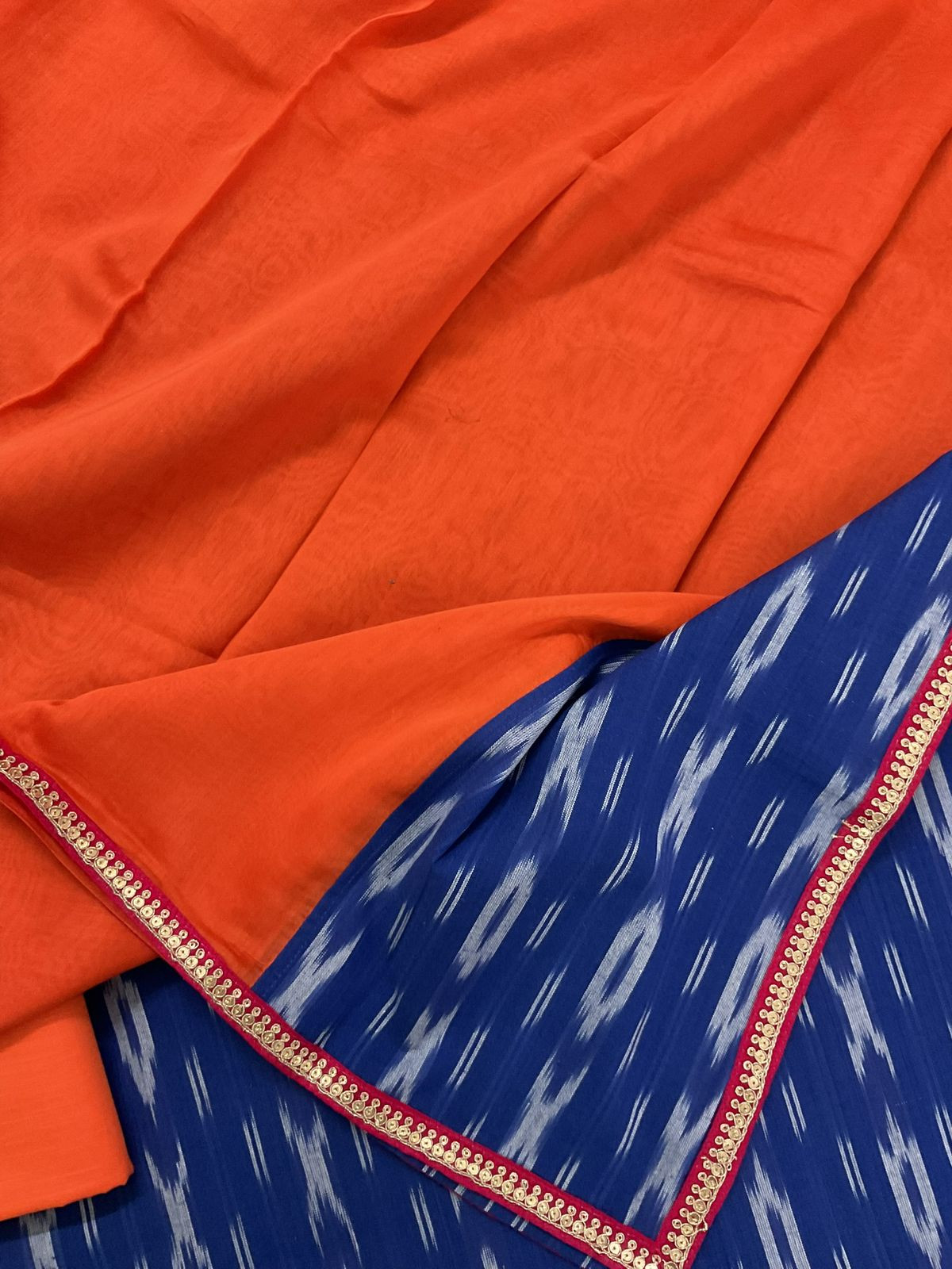 Pure Ikkat Cotton Embroidered Suit - Blue