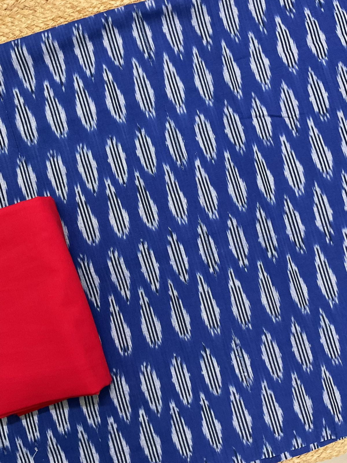 Pure Ikkat Cotton Embroidered Suit - Blue