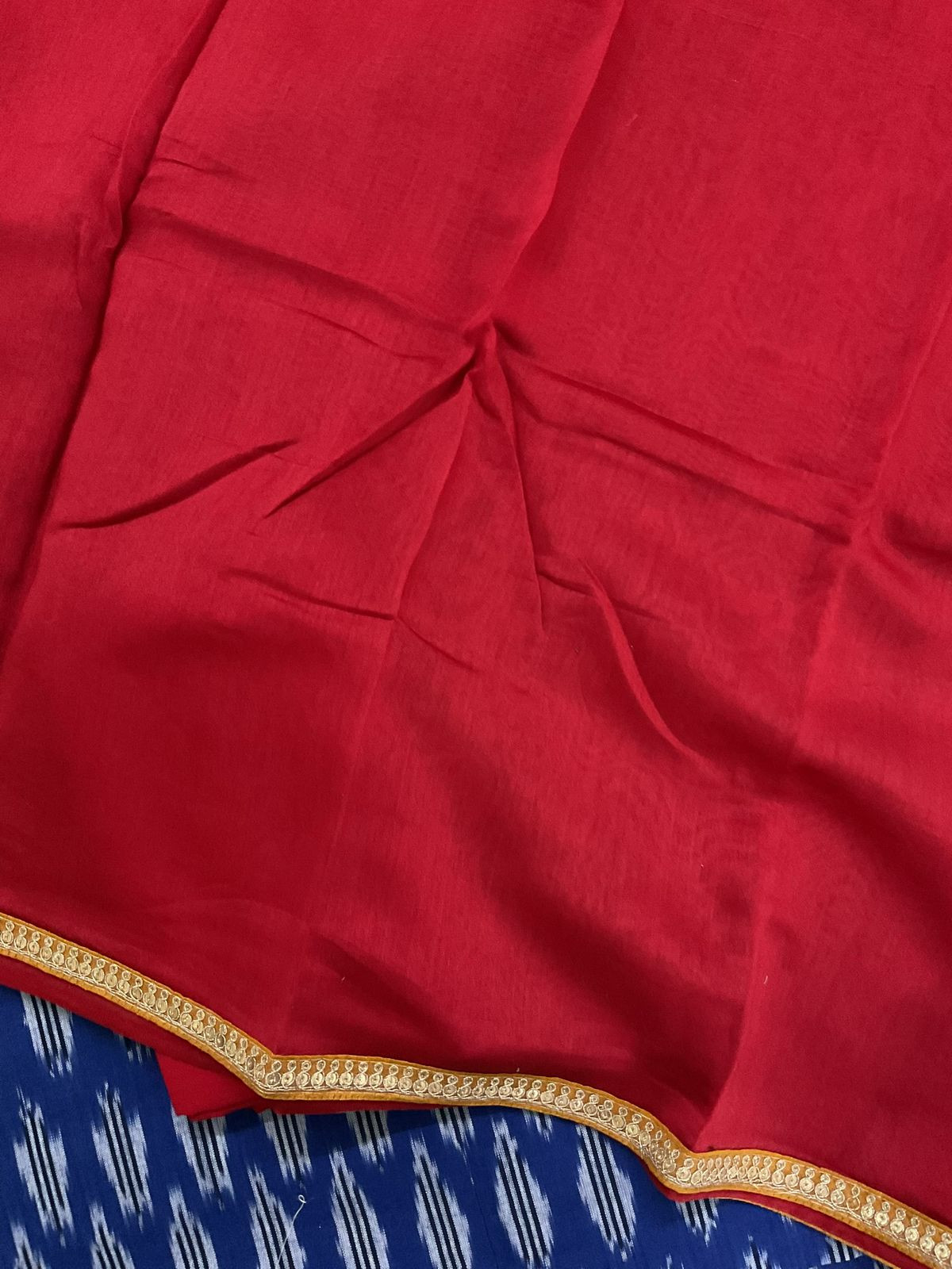 Pure Ikkat Cotton Embroidered Suit - Blue