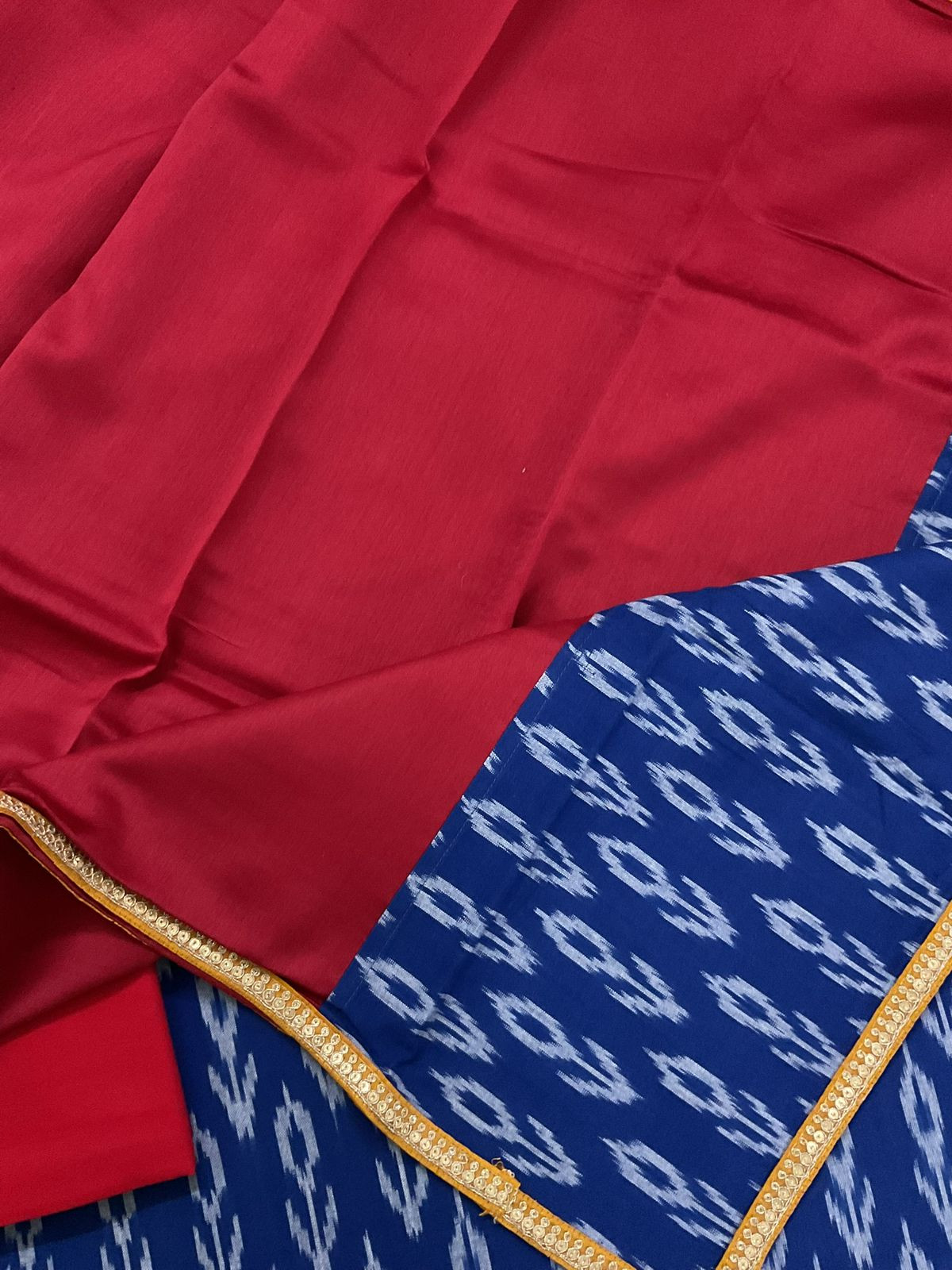 Pure Ikkat Cotton Embroidered Suit - Blue