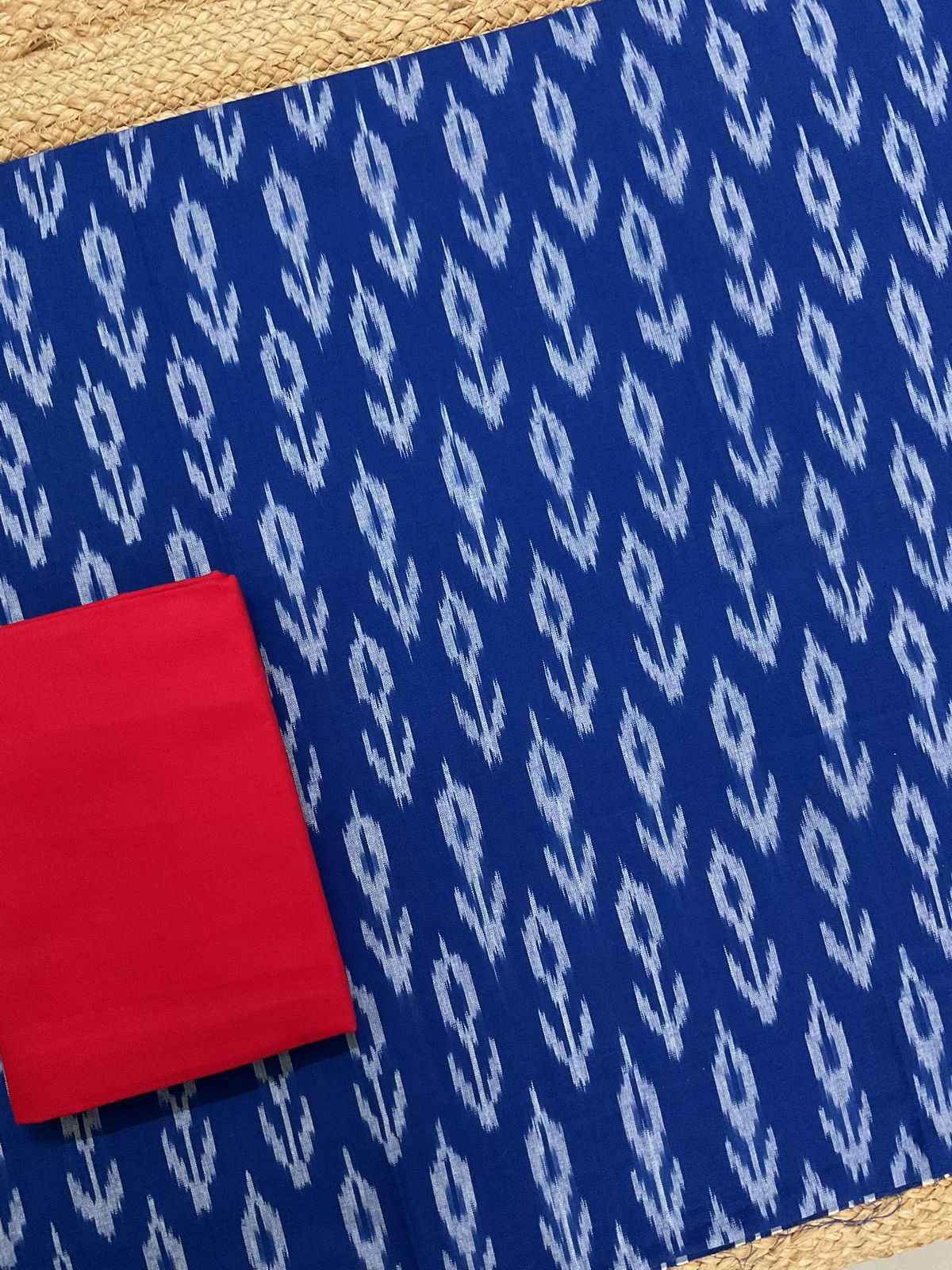Pure Ikkat Cotton Embroidered Suit - Blue