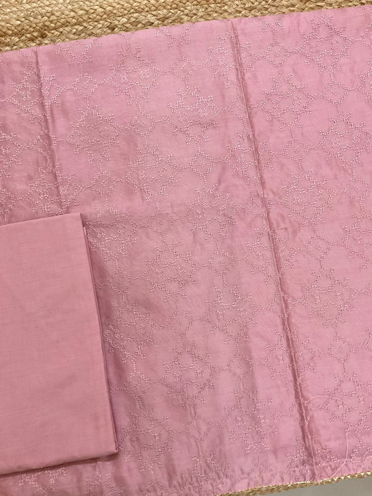 Pure Chanderi Embroidered Suit - Pink
